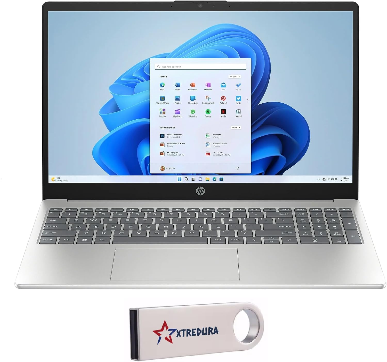 HP Business 15.6 inch FHD Laptop, Intel Core i5-1235U 10-core Processor, 16GB RAM, 512GB PCIe SSD, Webcam, WiFi 6, Bluetooth 5.3, Windows 11 Home, Silver, Bonus XtreDura USB Drive