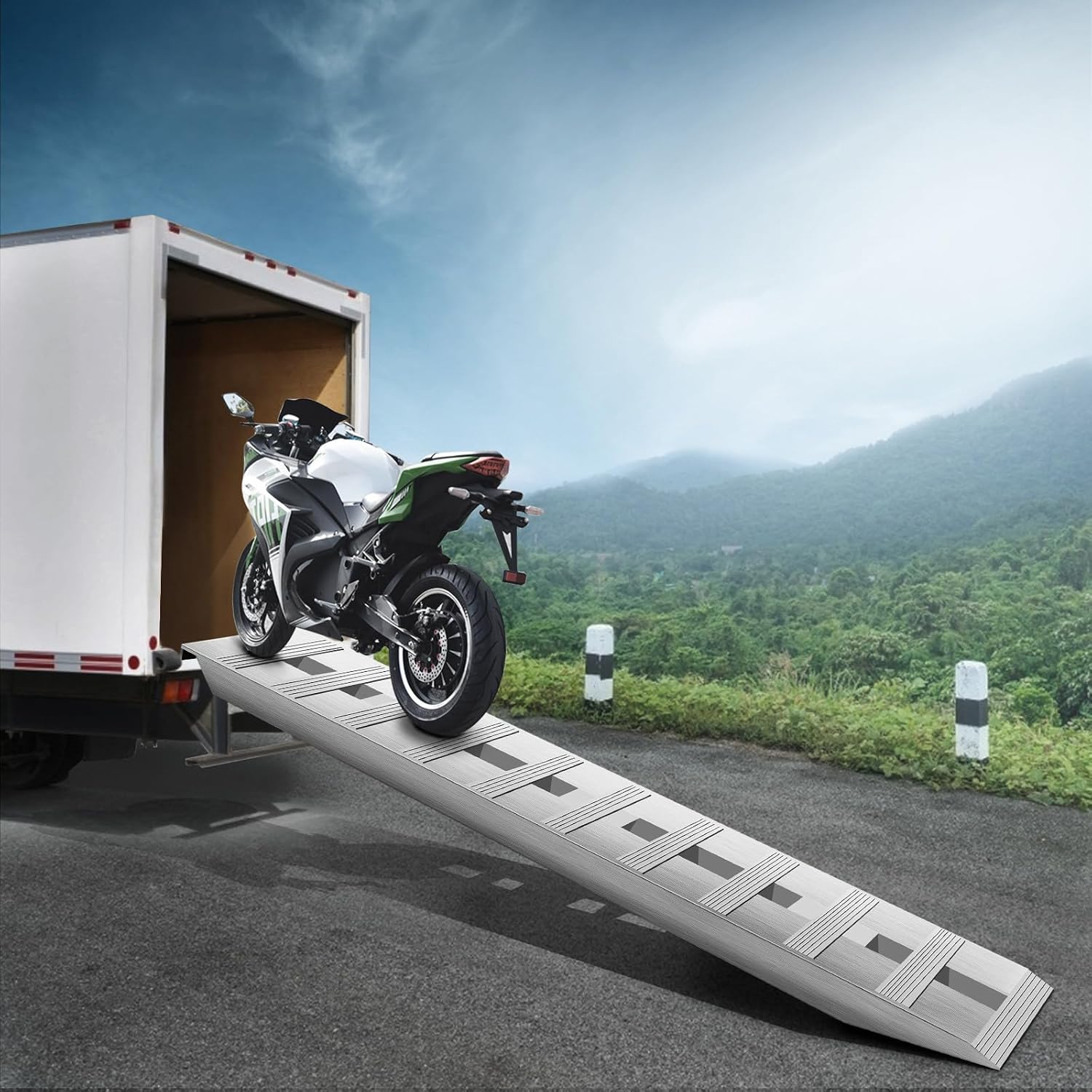 VEVOR Aluminum Ramps, 6000 lbs, Heavy-Duty Ramps with Top Hook Attaching End, Universal Loading Ramp for Motorcycle, Tractor, ATV/UTV, Trucks, Lawn Mower, 60' L x 12' W, 2Pcs
