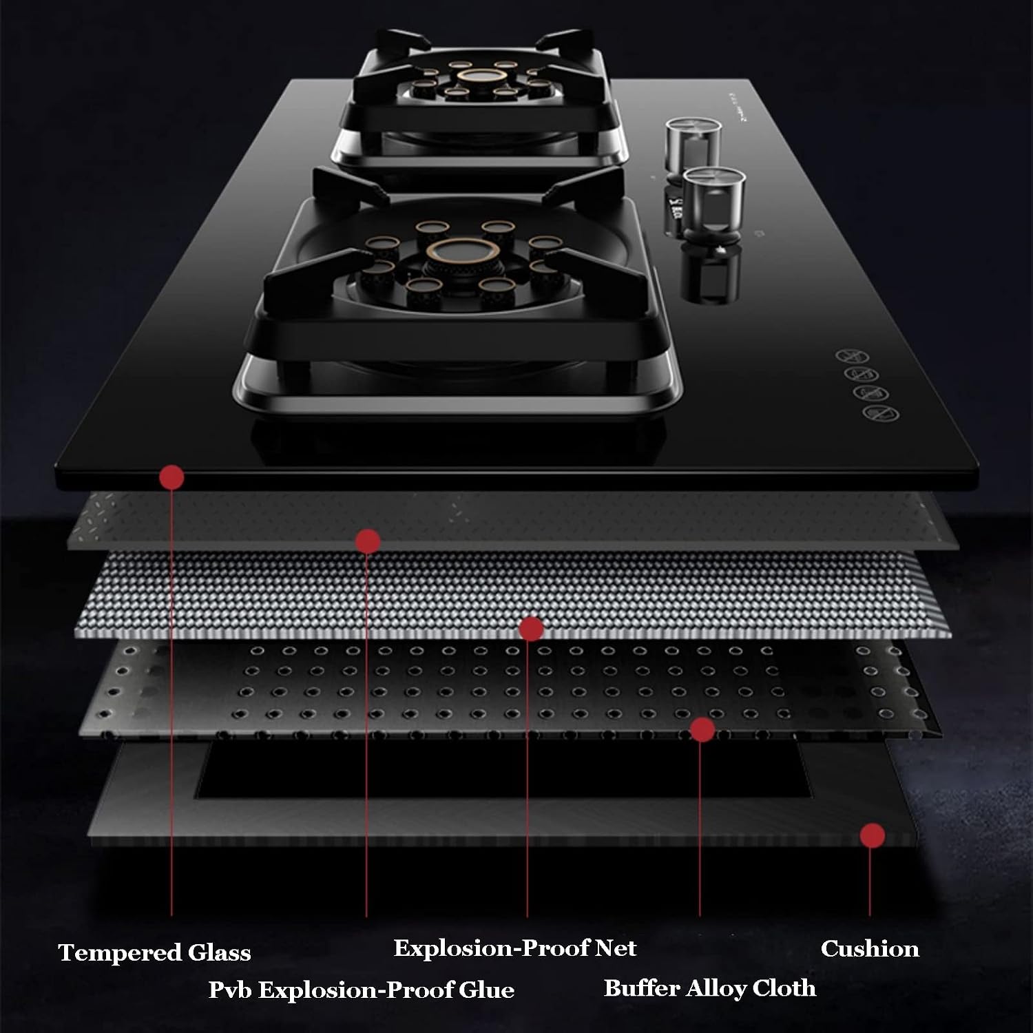 Propane Stove,2 Burners Portable Propane Stove,tempered Glass Gas Cooktop,Maximum 17742.4BTU for Food Trucks and Family Restaurants (Color : LPG, Size : Style 2)