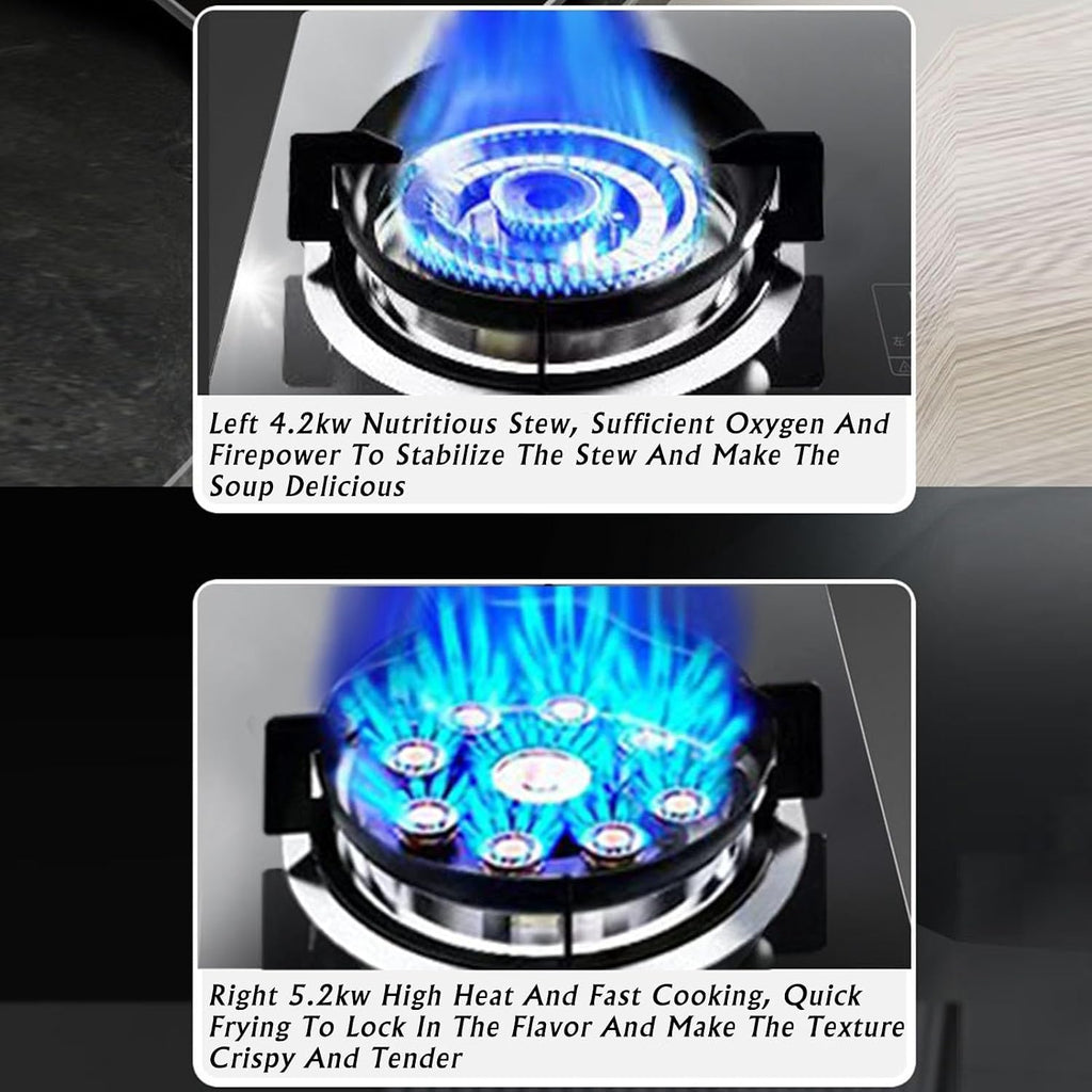 Propane Stove,2 Burners Portable Propane Stove,tempered Glass Gas Cooktop,Maximum 15354BTU for Food Trucks and Family Restaurants (Color : LPG, Size : Style 1)