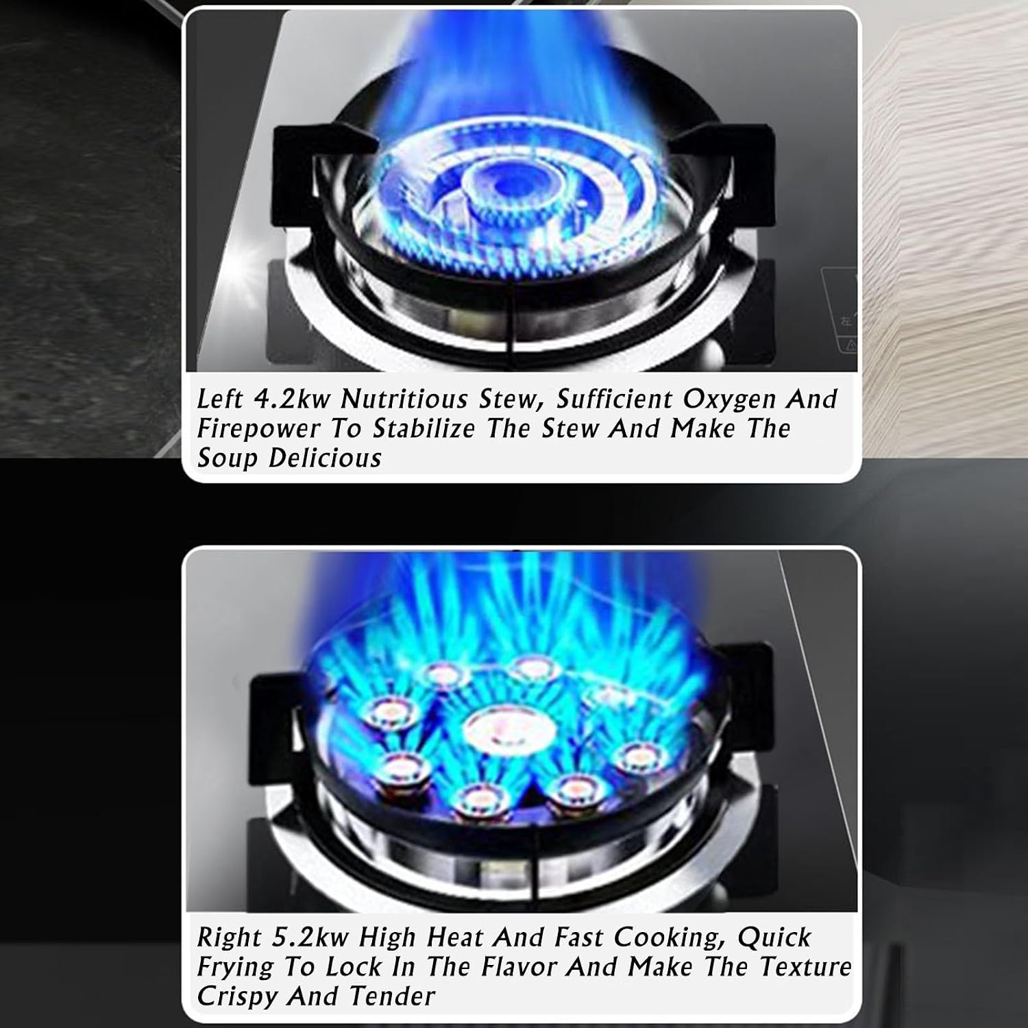 Propane Stove,2 Burners Portable Propane Stove,tempered Glass Gas Cooktop,Maximum 15354BTU for Food Trucks and Family Restaurants(black) (Color : LPG, Size : Style 2)