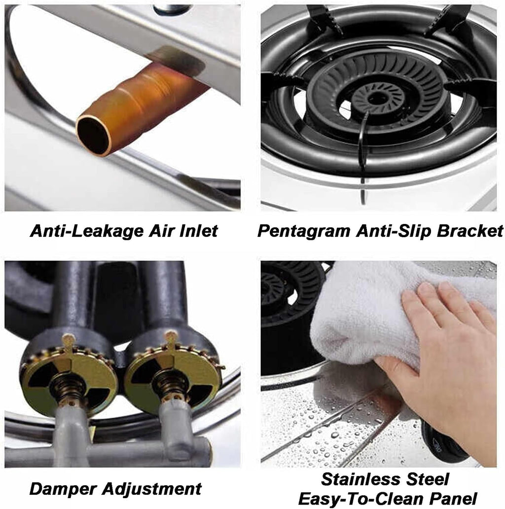 Gas Cooker,5.2kW Liquefied Natural Gas Table Stove,Stainless Steel Single-Burner,for Home Restaurant Canteen(NG)