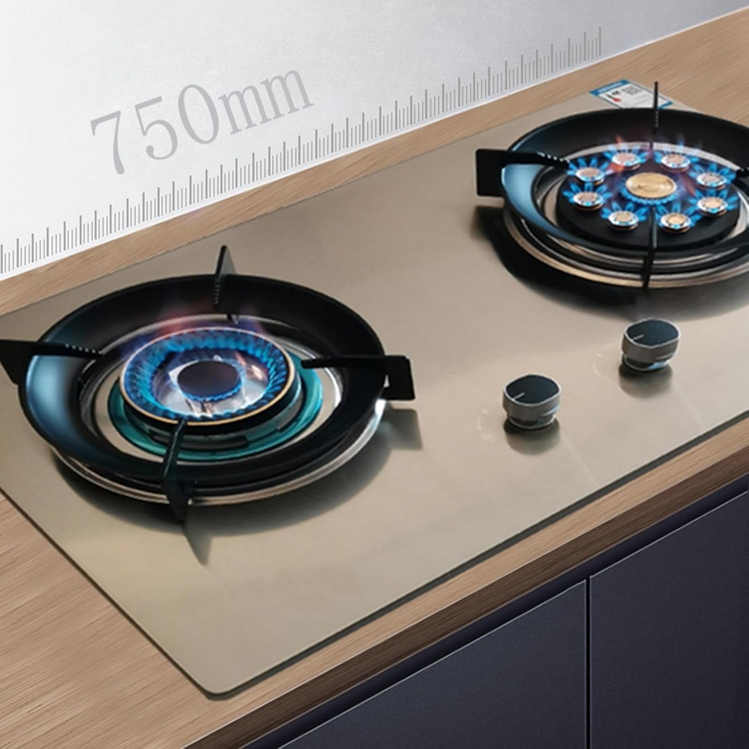 Propane Stove,2 Burners Portable Propane Stove,Stainless Steel Gas Cooktop,Maximum 17742.4BTU for Food Trucks and Family Restaurants (Color : NG)