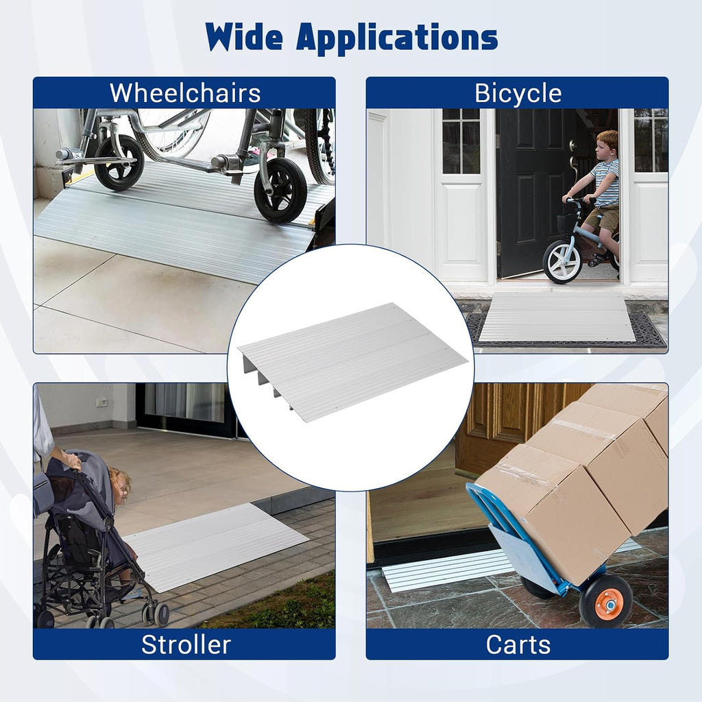 Door Threshold Ramp 4' Rise,Aluminum Entry Ramp for Wheelchair Scooters, 700 LBS