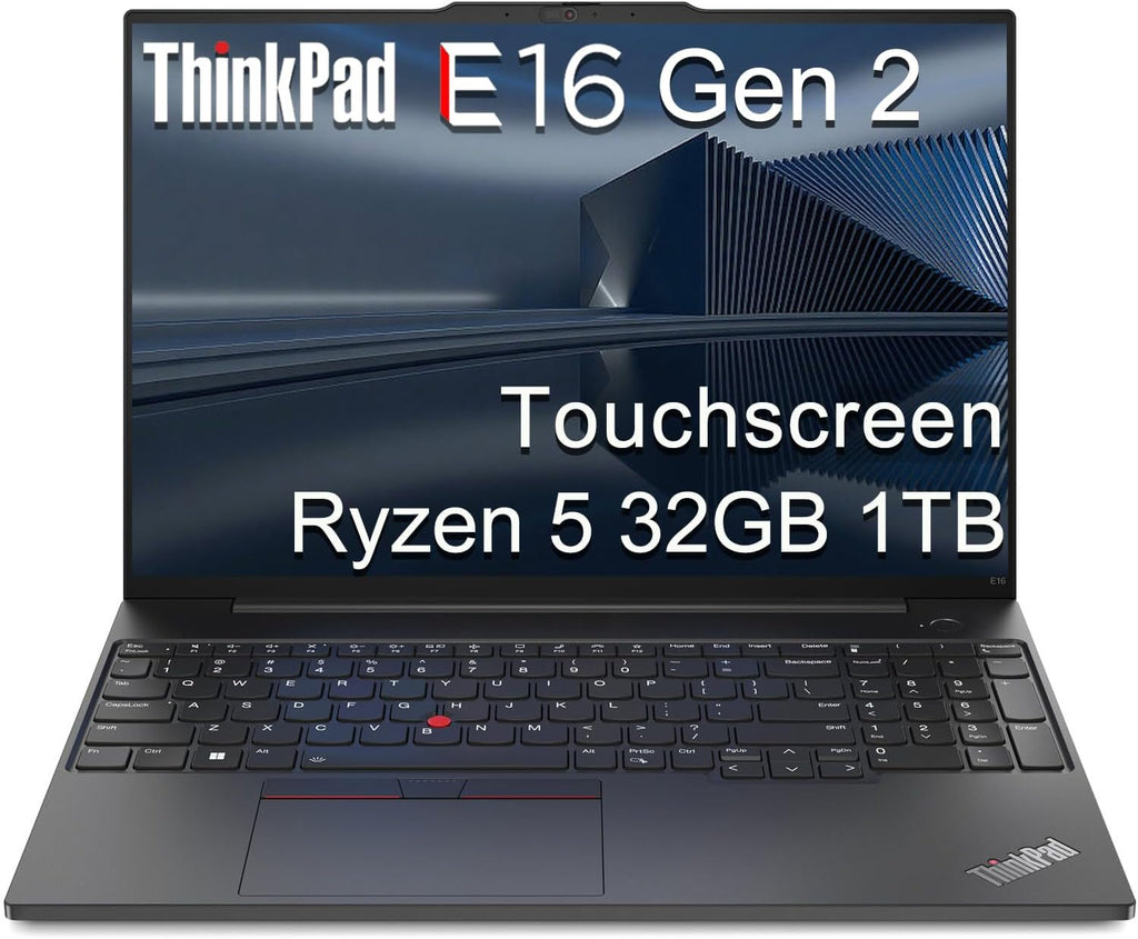 Lenovo ThinkPad E16 Gen 2 Business Laptop (16' FHD+ Touchscreen, AMD Ryzen 5 7535U (> Intel i7-1255U), 32GB DDR5 RAM, 1TB SSD) Fingerprint Reader, Webcam, Wi-Fi, Ethernet, Win 11 Pro w/ Copilot