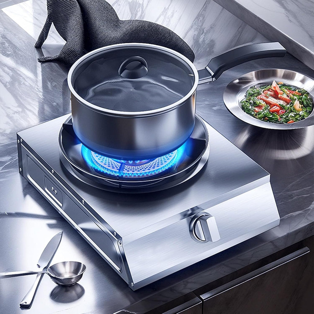 Gas Cooker 1 Burner,5.2KW Gas Stove,Gas/LP Gas Conversion Stove,Stainless Steel Indoor Regulators,with Flameout Protection,for Home Kitchen(LPG)