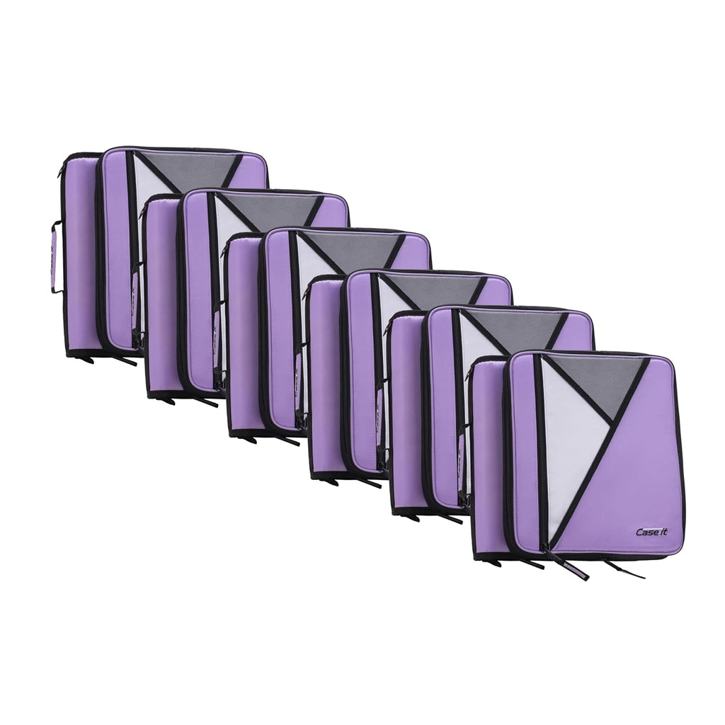 Case-it Universal Zipper Binder | 2-Inch O-Rings, 13-Inch Laptop/Tablet Padded Pocket, 400 Sheet Capacity, Multiple Storage Pockets & Shoulder Strap | School & Office Organizer | LT-007 Lavender