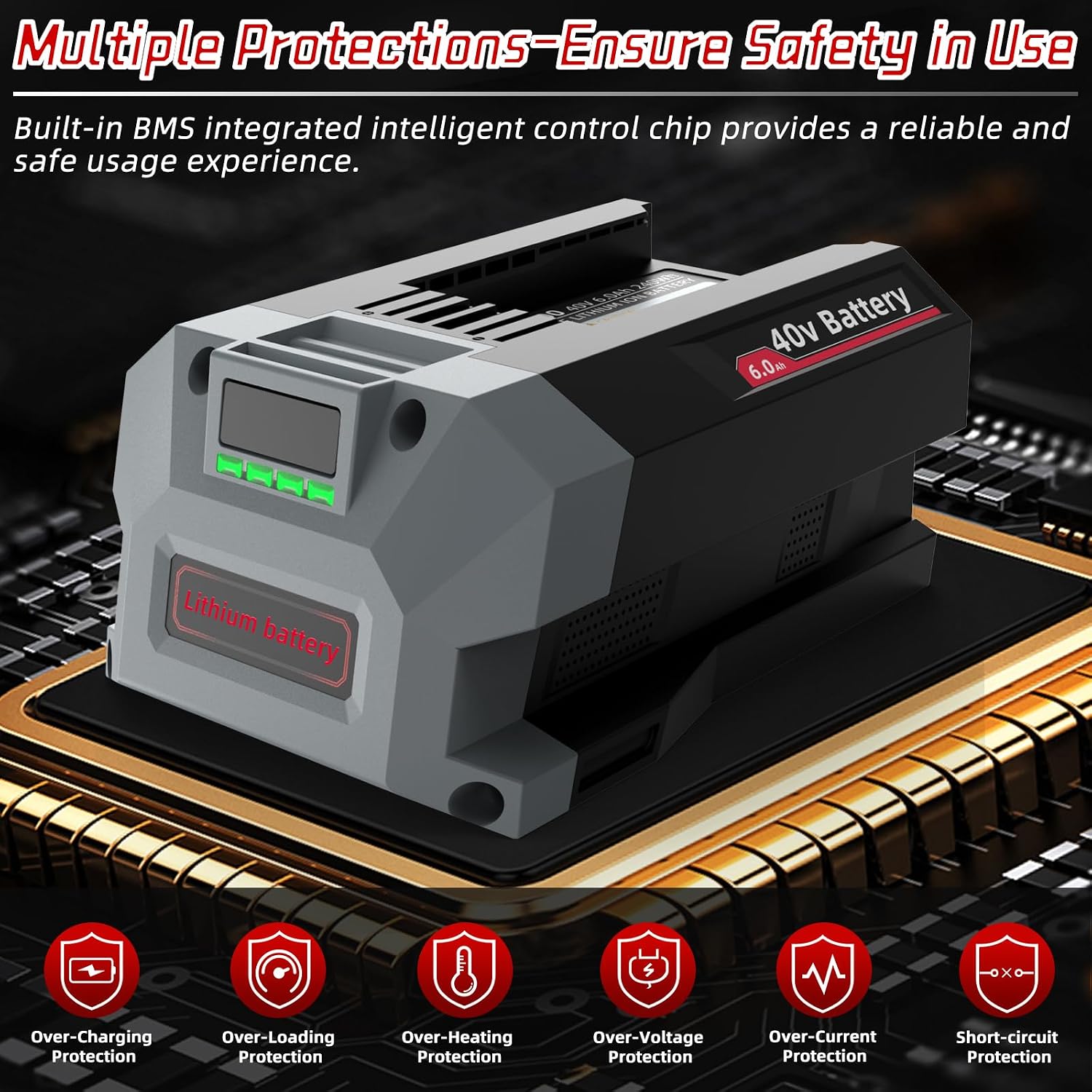 SAPBJ 6.0Ah Battery for SKIL 40V Lithium Battery Replacement, Compatible with PWR CORE 40 40Volt Battery Model BY8708C-01 BY8723C-00 BY8705-00