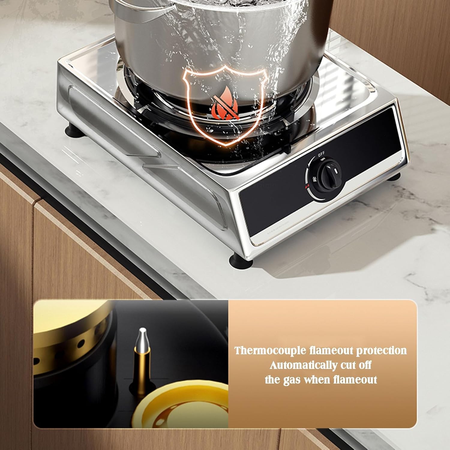 Gas Stove,1 Burner Portable Gas Hob LPG/NG Cooker,Stainless Steel Freestanding Table Top for Home Camping Garden Catering,4.2KW/14330.4BTU (Color : LPG)