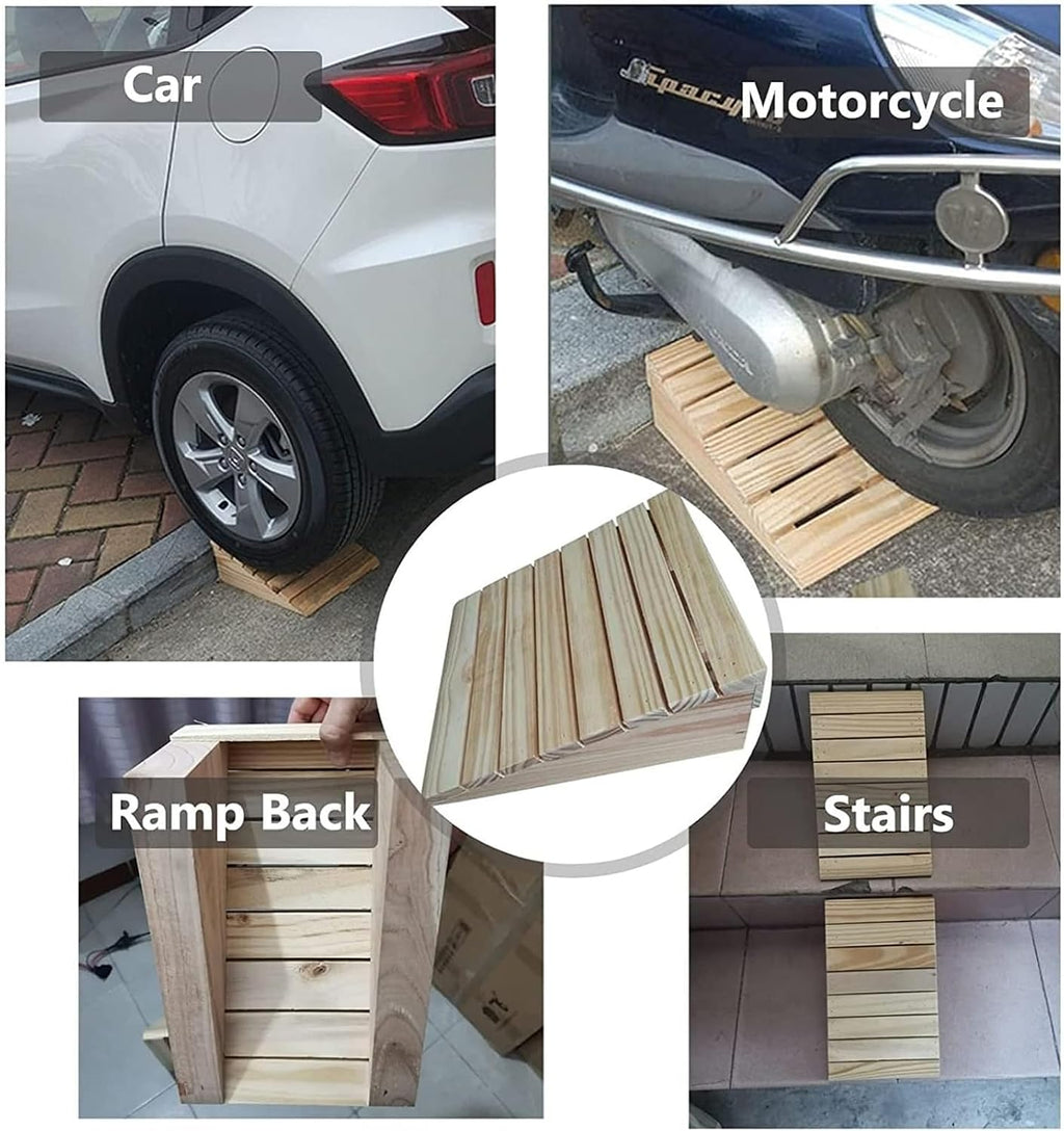 Ramps Threshold Ramp, Wooden Driveway Curb Ramps for Low Cars, 3/4/6 Inch Rise Non-Slip Stairs Ramps for Wheelchairs/Home/Doorways, Outdoor Door Threshold Ramp