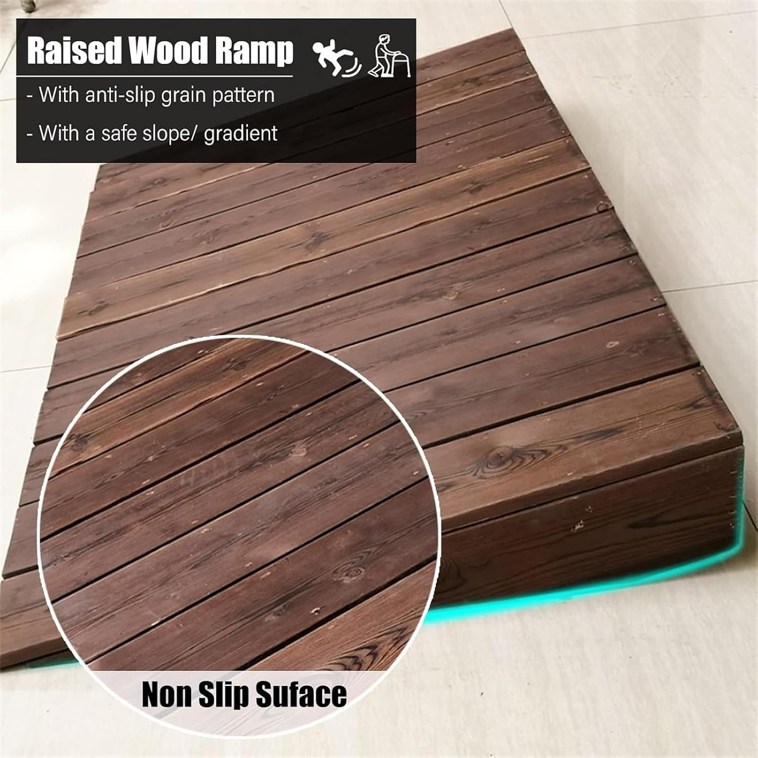 Ramps Threshold Ramp, Curb Ramp for Driveway, Door Threshold Ramp Wood/Large Entryway Transition Ramp 3/5/ 6/8/ 4 Inch High, Portable Non Slip Home Slope for Moving(60x60x13cm (23.6x23.6x5))