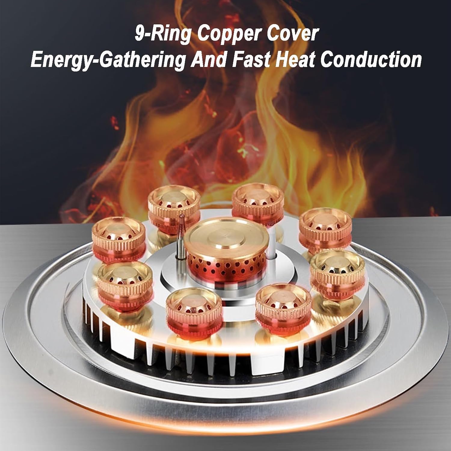 Gas Cooker,7.2kW Stainless Steel Gas Stove,Single-Burner Built-in Tabletop,for Families Restaurants Food Stalls(LPG)