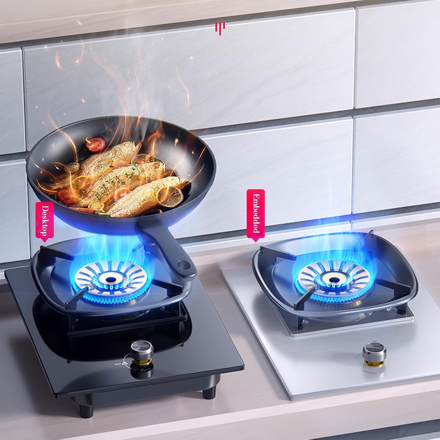Gas Stove 1 Burner,Portable Gas Stove,Kitchen Counter Top Stove 5.2KW Gas,with Flameout Protection,for Home Kitchen(LPG)