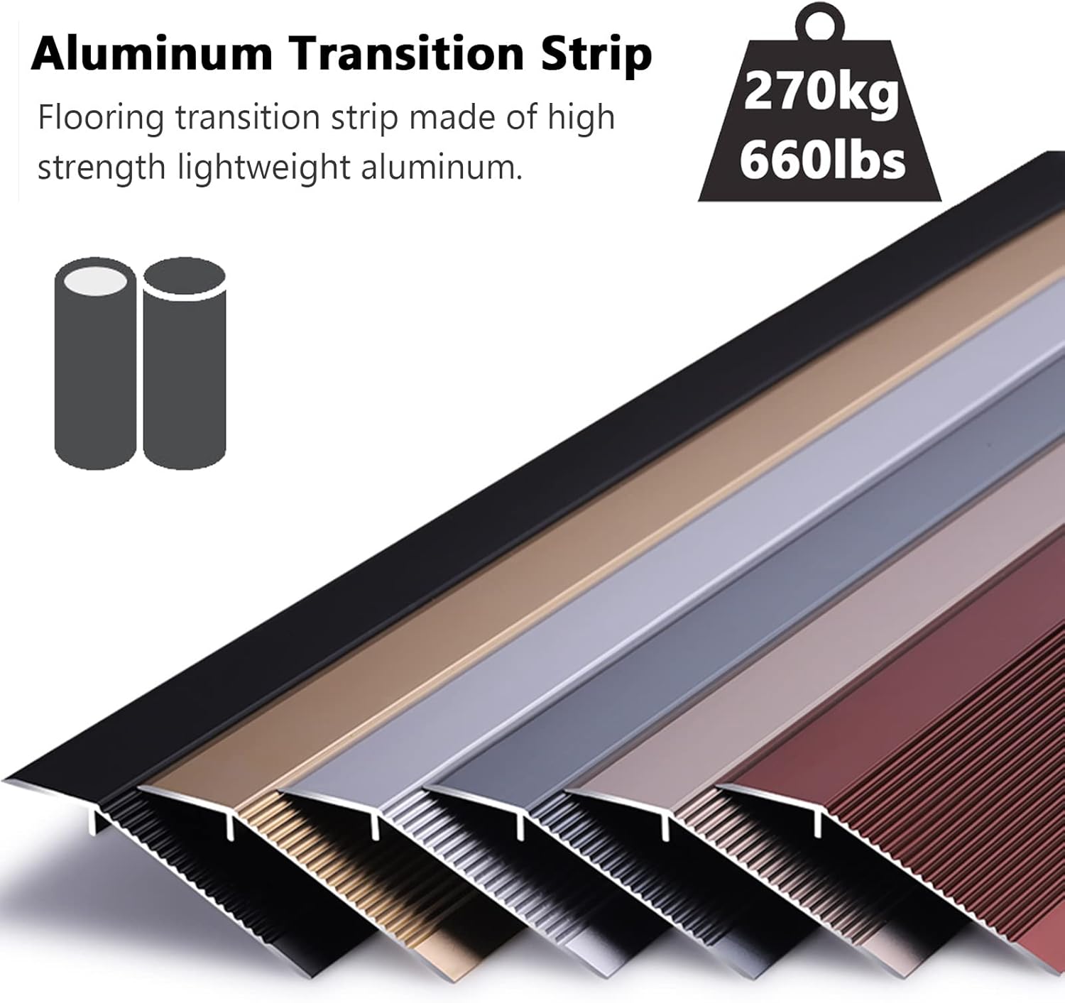 Floor Transition Strip Self Adhesive, Silver Reducer Flute Thresholds Ramp for Wood to Tile 10cm/ 4 Inch Wide, Great Gap/Drop Edge Trim Cuttable (L 135cm (53.1in))