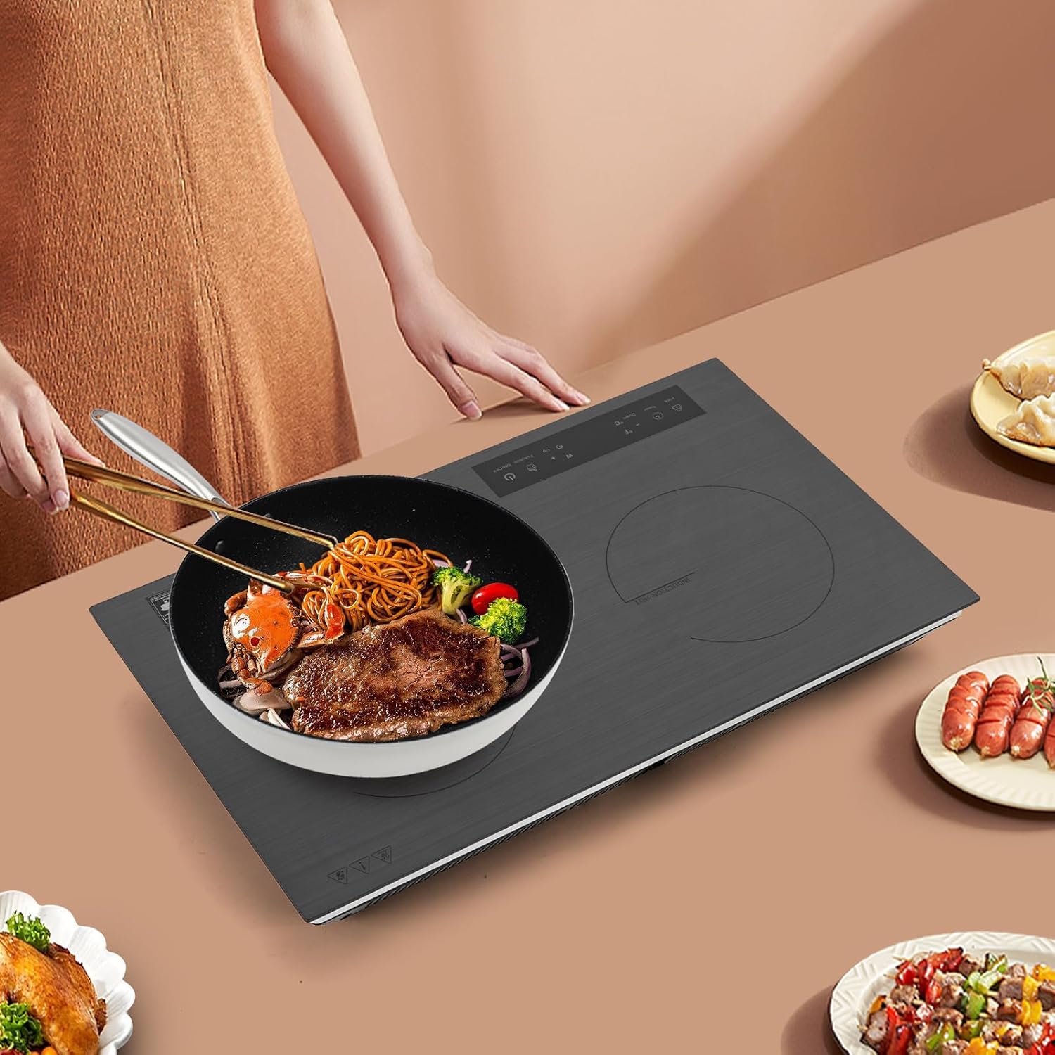 Double Induction Cooktop, Lemoeyes 4000W Electric Cooktop 24 Inch 2 Burners Countertop Stove 9 Levels Settings with Child Safety Lock & Timer, LED Display