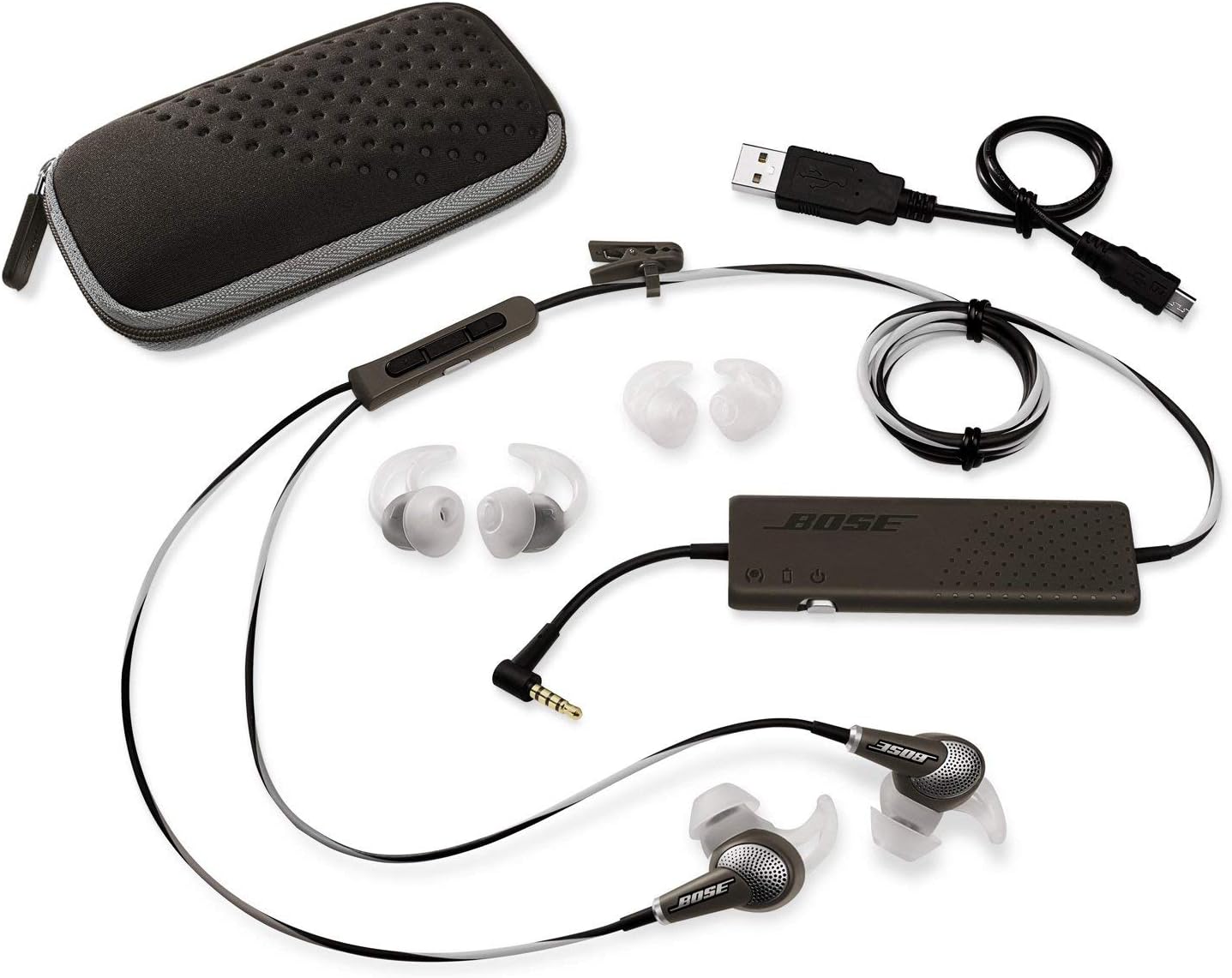 Bose QuietComfort 20i Acoustic Noise Cancelling Headphones, Black/White (Renewed)