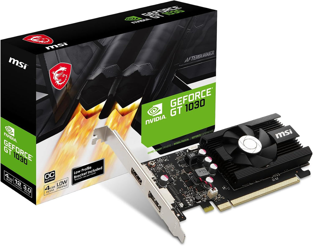 msi Gaming GeForce GT 1030 4GB DDR4 64-bit HDCP Support DirectX 12 DP/HDMI Single Fan OC Graphics Card (GT 1030 4GD4 LP OC)