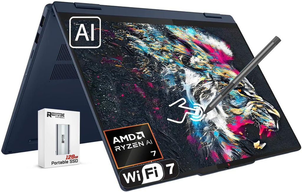 Lenovo IdeaPad 5 2-in-1 14' Touchscreen Laptop, AMD 8-Core Ryzen AI 7 350(>Intel i7-1355U), 16GB LPDDR5 RAM, 1024GB PCIE SSD, Copilot+ PC, WiFi 7, BT5.4, Backlit KB, W Pen&128G PSD, Win 11 H