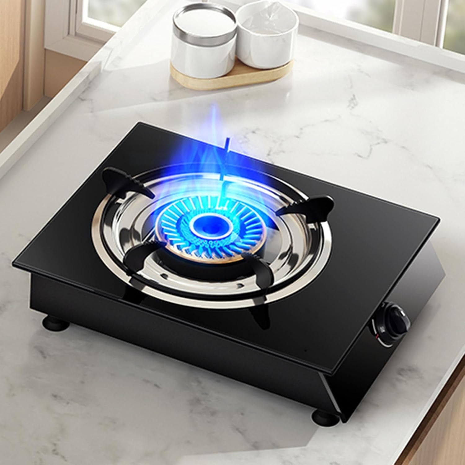 Gas Stove,Portable Gas Hob LPG Cooker,Tempered Glass Freestanding Table Top for Home Camping Garden Catering,4.2KW/14330.4BTU,1 Burner