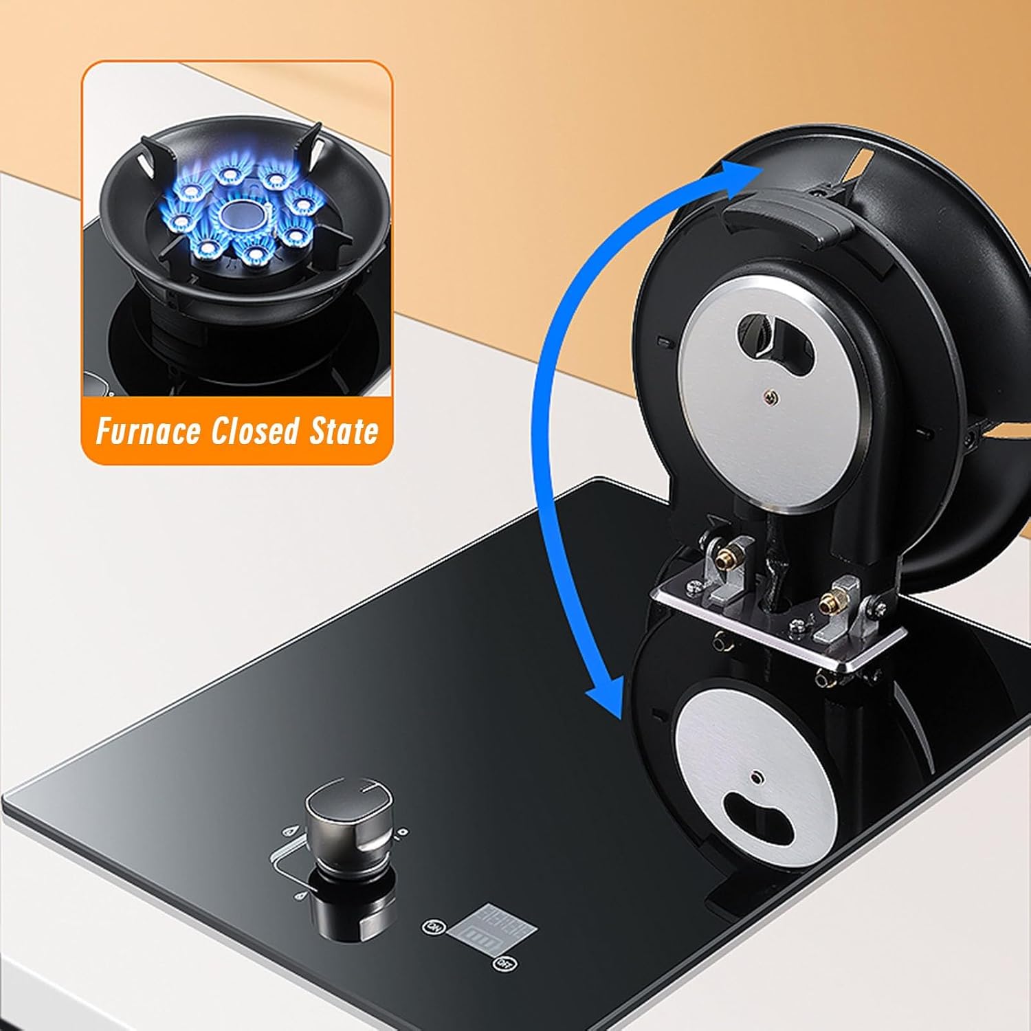 Portable Gas Stove,1 Burner Propane Stove,Tempered Glass Max 17742.4BTU with Pulse Electronic Ignition for Indoor Kitchen, Open Kitchen and Apartment (Color : Silver, Size : LPG)
