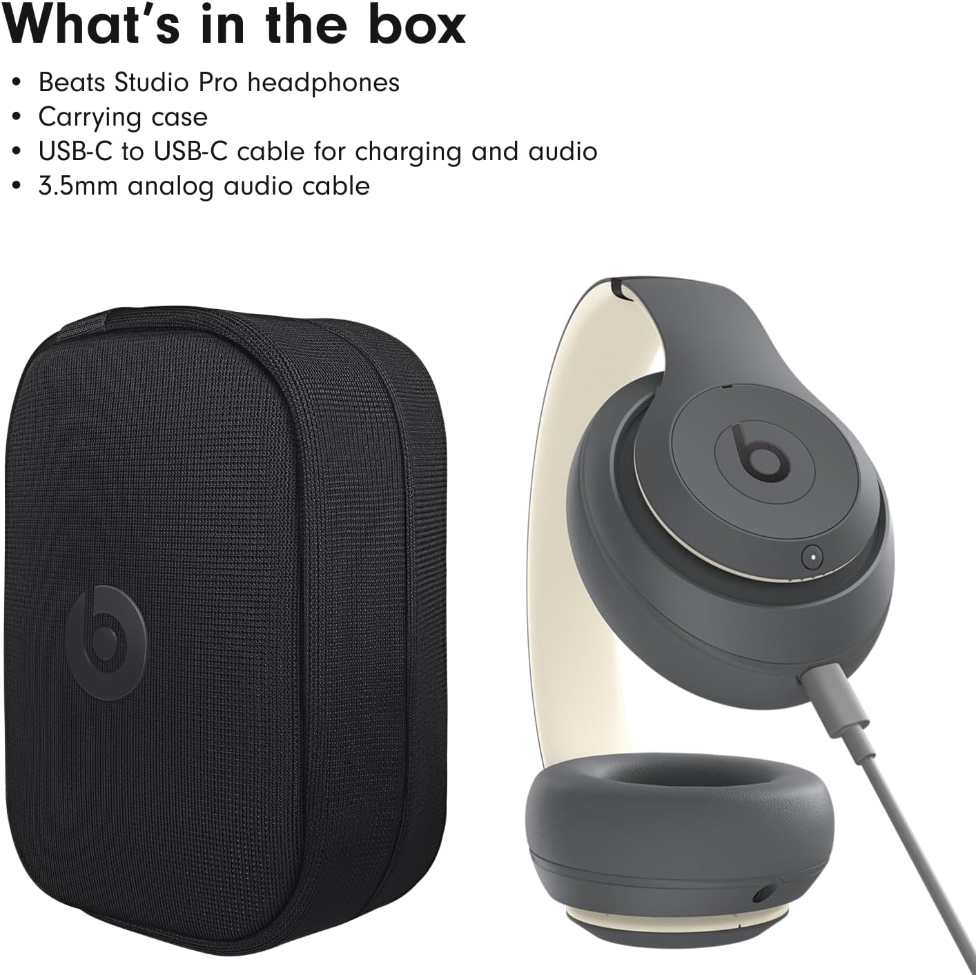 Beats Studio Pro Bluetooth Noise Cancelling Headphones with Apple 20W USB-C Power Adapter - Sand Gray