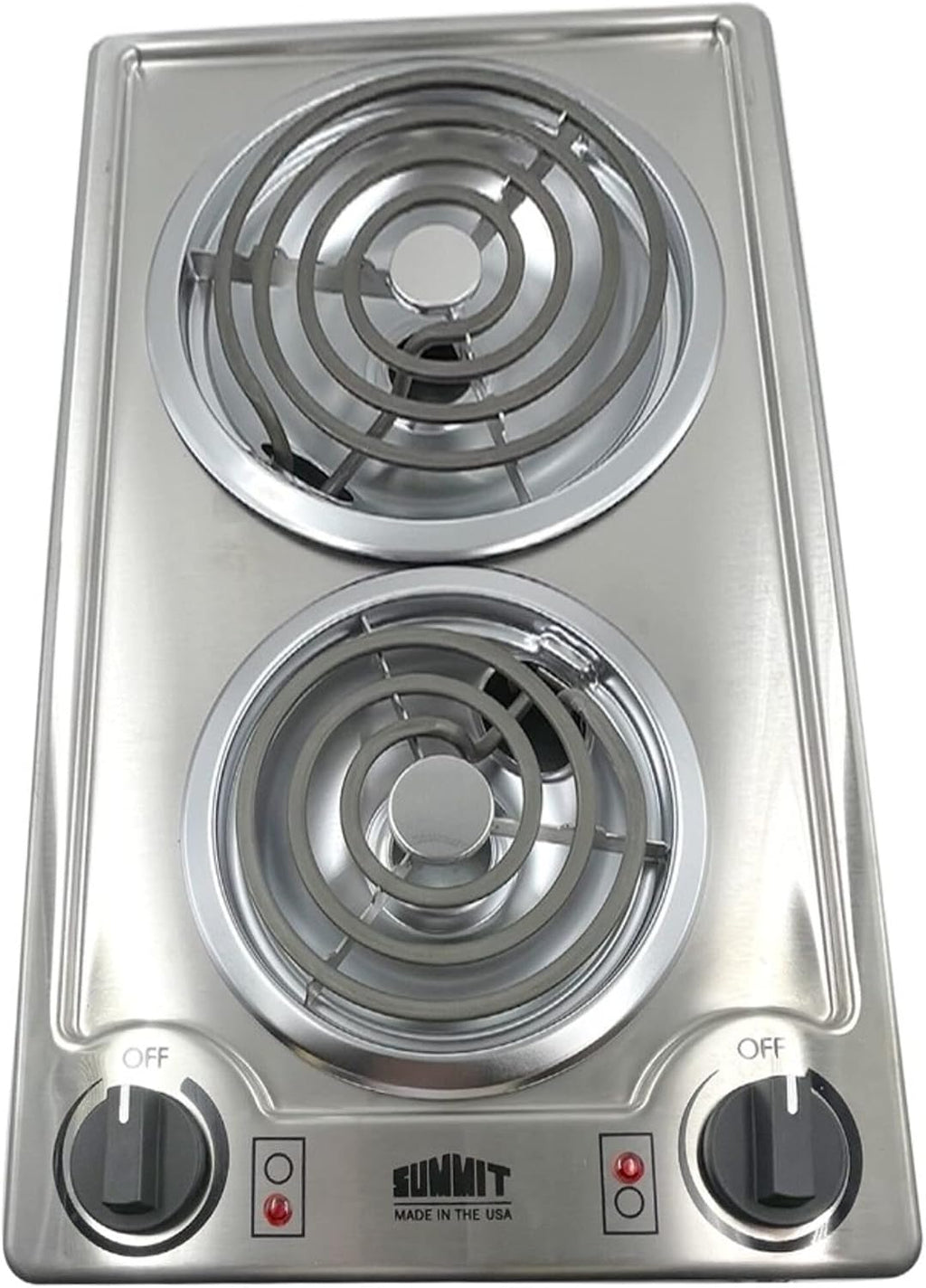 Summit 12' 2 Burner Electric Cooktop 115 Volt Coil Electric Cooktop, ADA compliant, Stainless Steel- CCE213SS