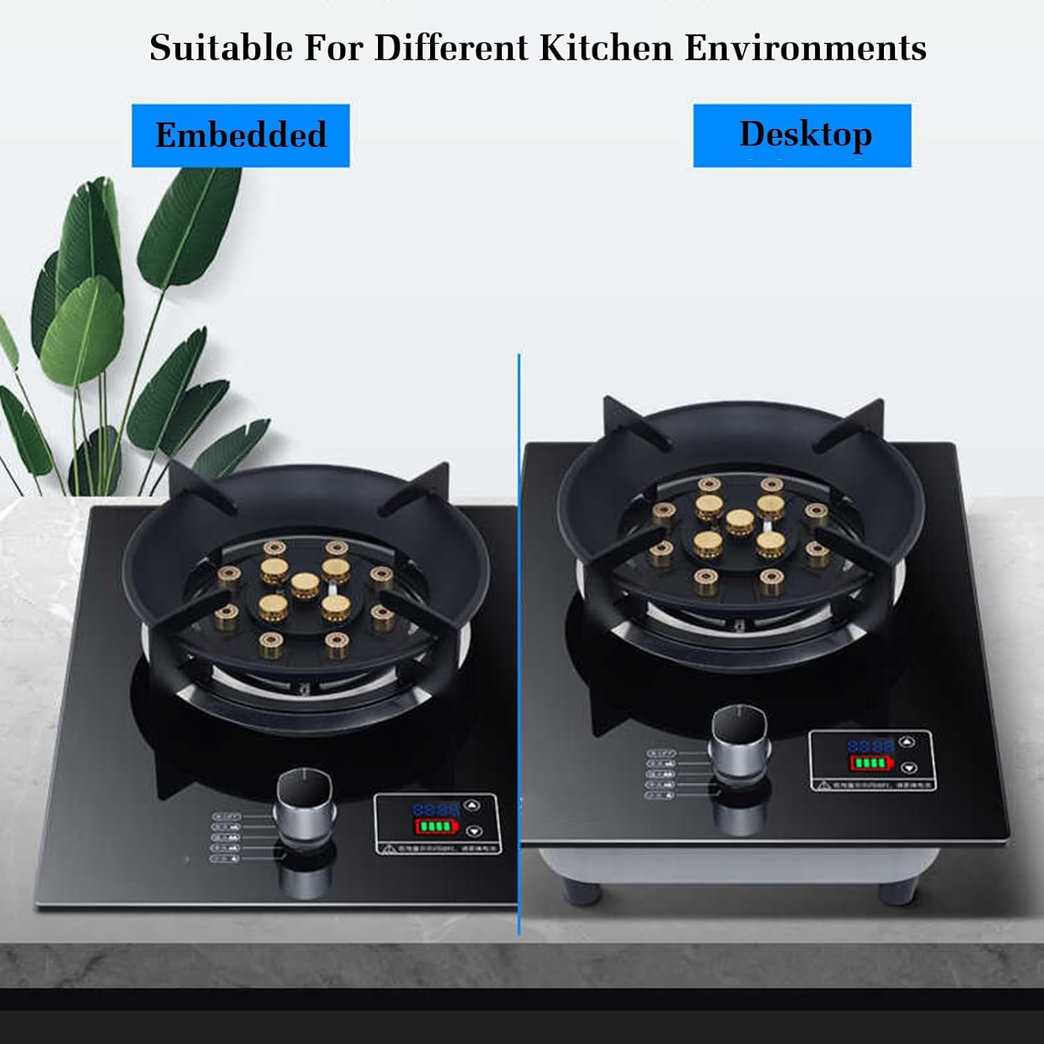 Gas Stove 1 Burner,5.2KW Kitchen Counter Top Stove,LPG/NG Cooker Burners Units,Independent Timer Both Sides,with Flameout Protection(LPG)