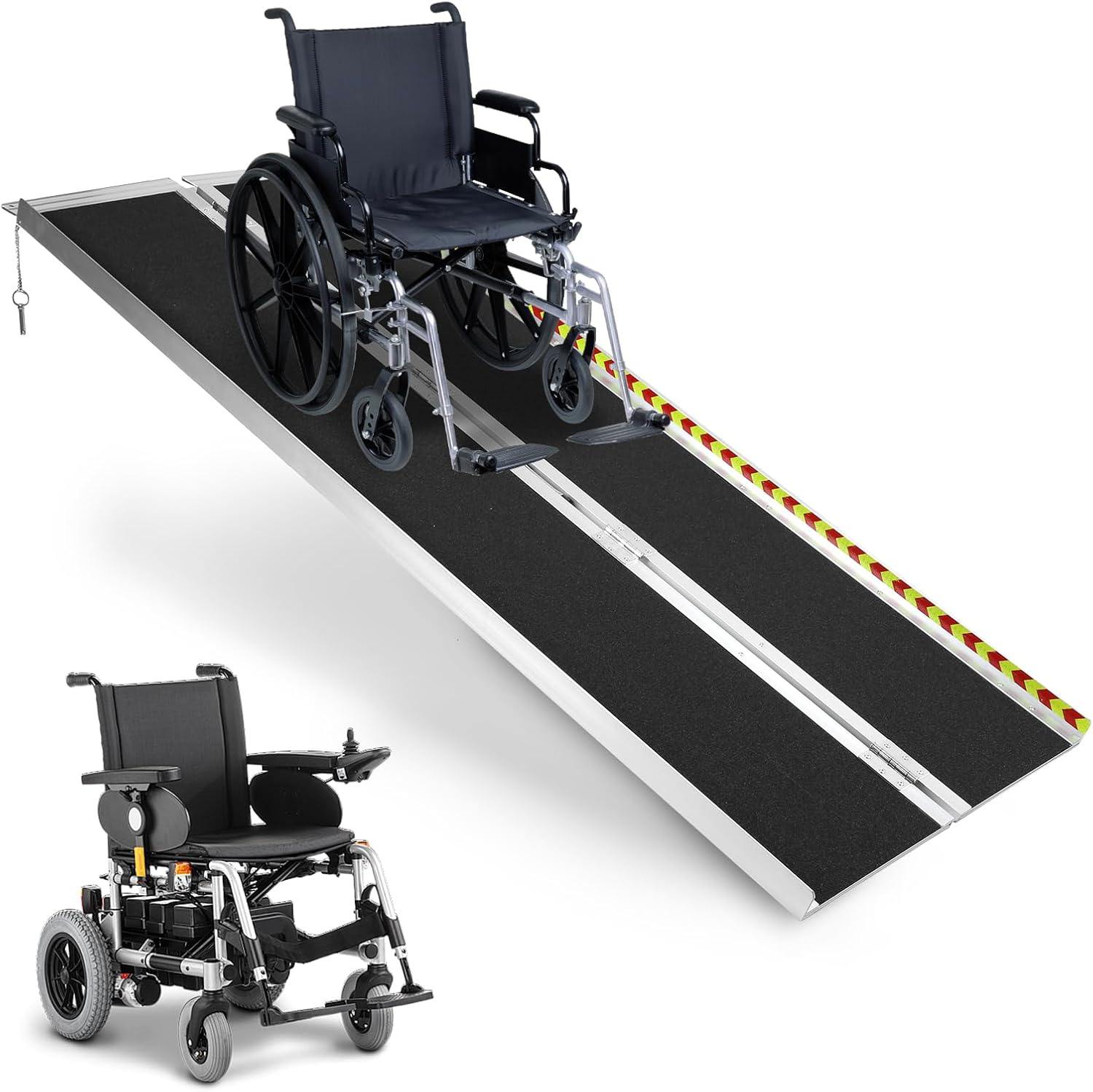 Generic Portable Wheelchair Ramp Folding Aluminum Handicap Ramp Door Threshold Wheelchair Ramp for Home Steps Stairs Entry Threshold Doorways