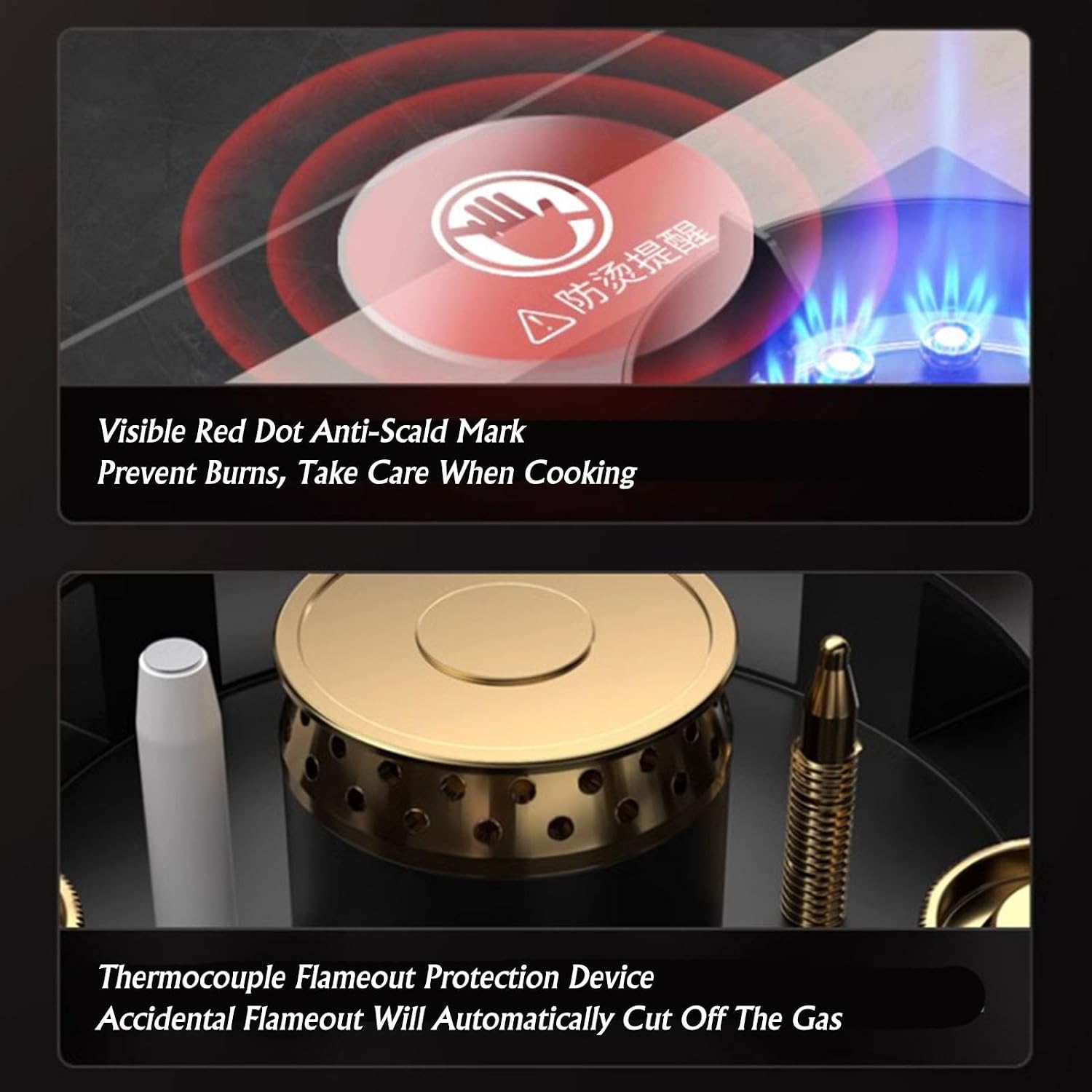 Propane Stove,2 Burners Portable Propane Stove,tempered Glass Gas Cooktop,Maximum 17742.4BTU Great for Family Restaurants and Food Trucks (Color : LPG)