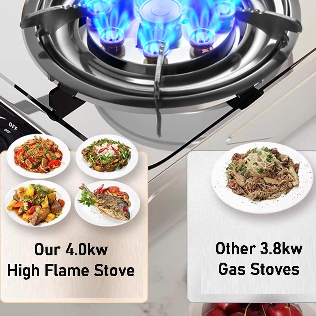 Portable Gas Stove,Copper Cover 9 Burners Single Burner Stove with Child Safety Lock,Suitable for Family Outdoor(NG)