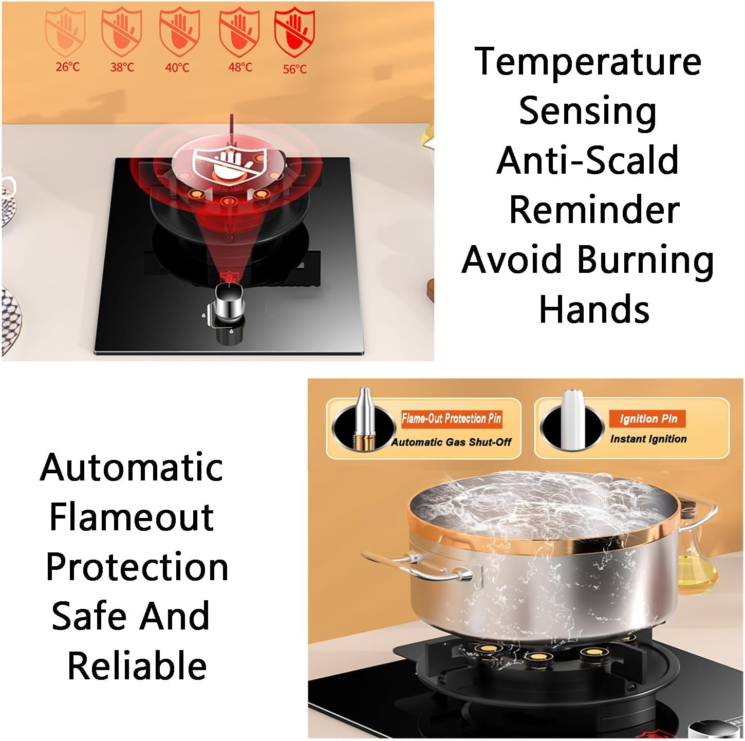 Gas Cooker,Nine-Cavity 5.2kW Single-Burner gas Stove,Desktop Embedded,for Family Restaurants Food Stalls(LPG)