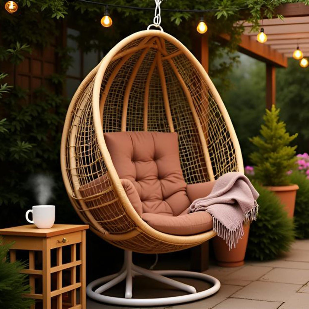 Egg Chair Cushion Replacement, Thickened Hanging Basket Seat Cushions, Indoor/Outdoor Patio Hammock Swing Chair Pad, Washable Egg Swing Cushion Brown