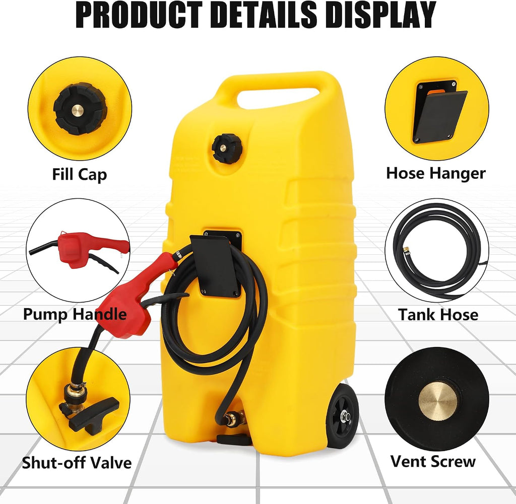 Garvee 14 Gallon Gas Caddy, 57L Portable Fuel Tank and Fuel Transfer Pump with 10-Foot Hose for Lawn Mower, Farm, Marine, and Home Use