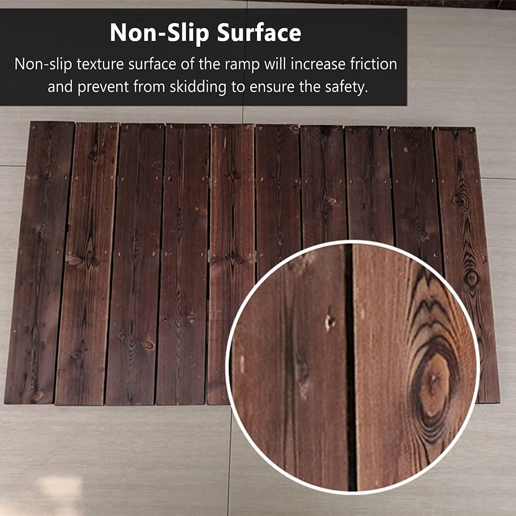 GUENZO Threshold Ramp, Rampsfor Sweeper Walkers Wheelchairs, Threshold Ramp Wooden for Home/Front Door/Yard/Doorways, 3-10 Inch Rise Entry Anti-Slip Transition Ramp(90x80x25cm (35.4x27.5x10))