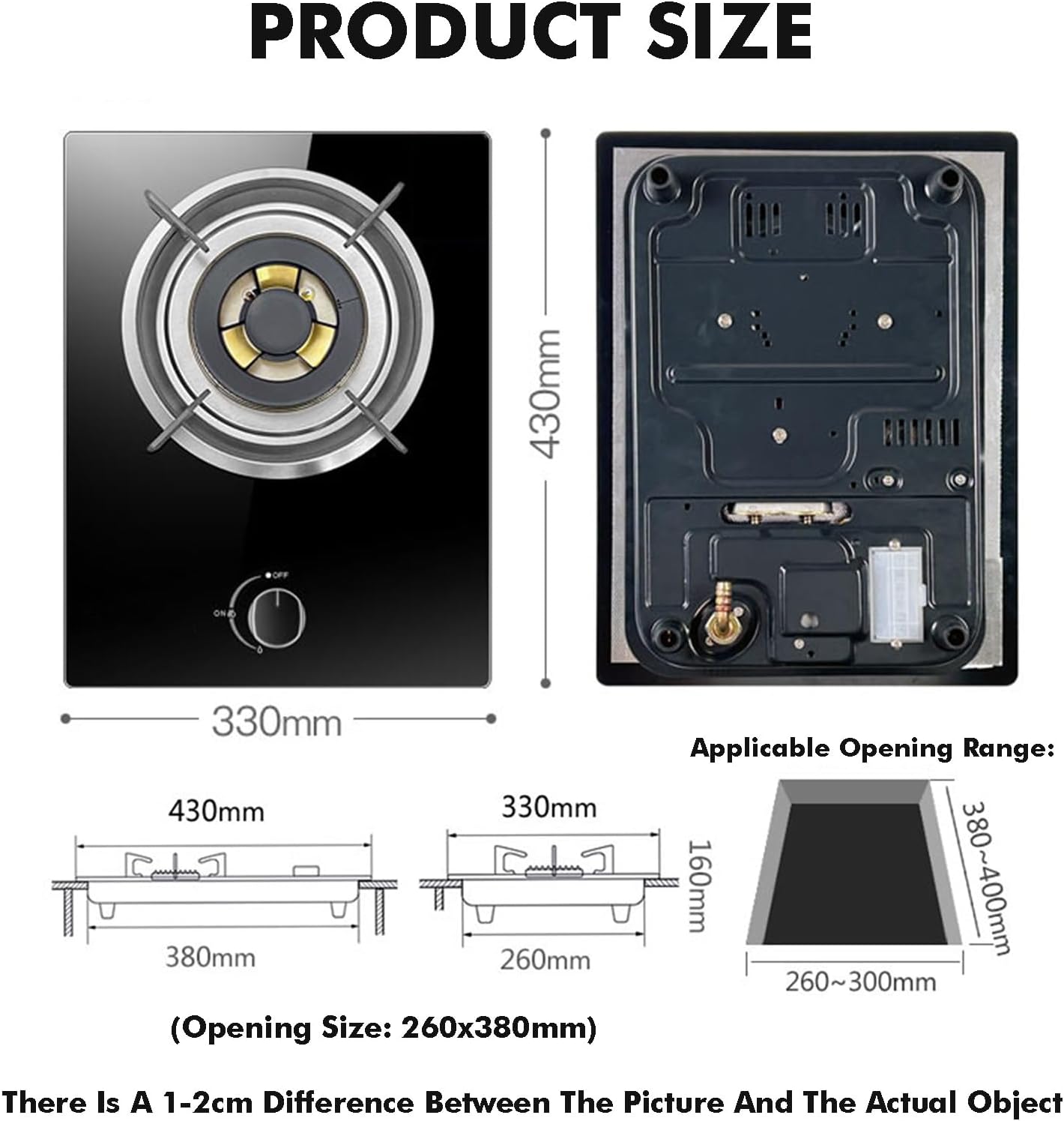 Single Burner Gas Stove,5.2kW Tempered Glass Auto Ignition,LPG/NG Cooktop,with Flameout Protection,for Camping RV Home Outdoor(LPG)