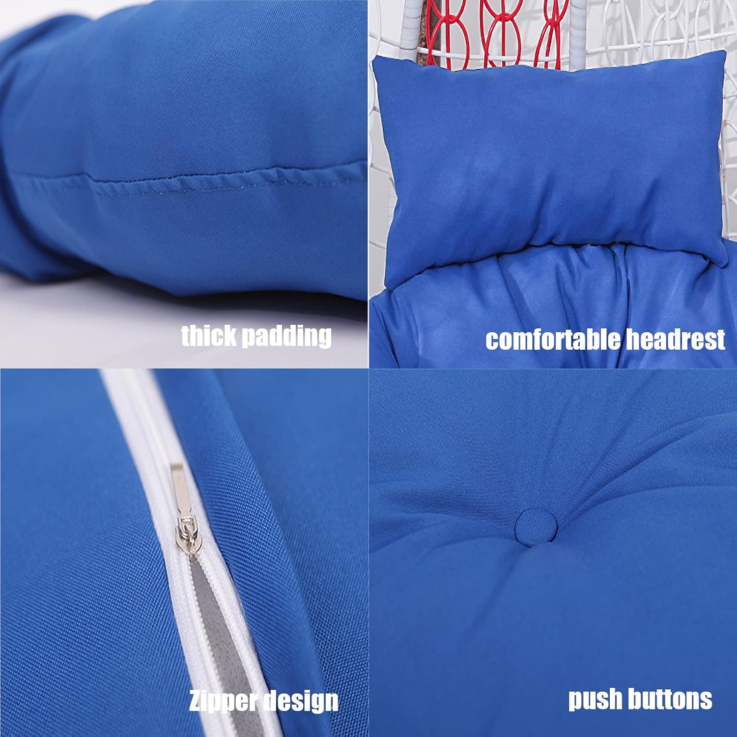 HUHJYUGE Swing Chair Cushion Seat Pads, Egg Chair Cushion Replacement, Hanging Basket Chair Seat with Pillow, Detachable, Sun-Resistant, Comfy, for Outdoor Patio Garden