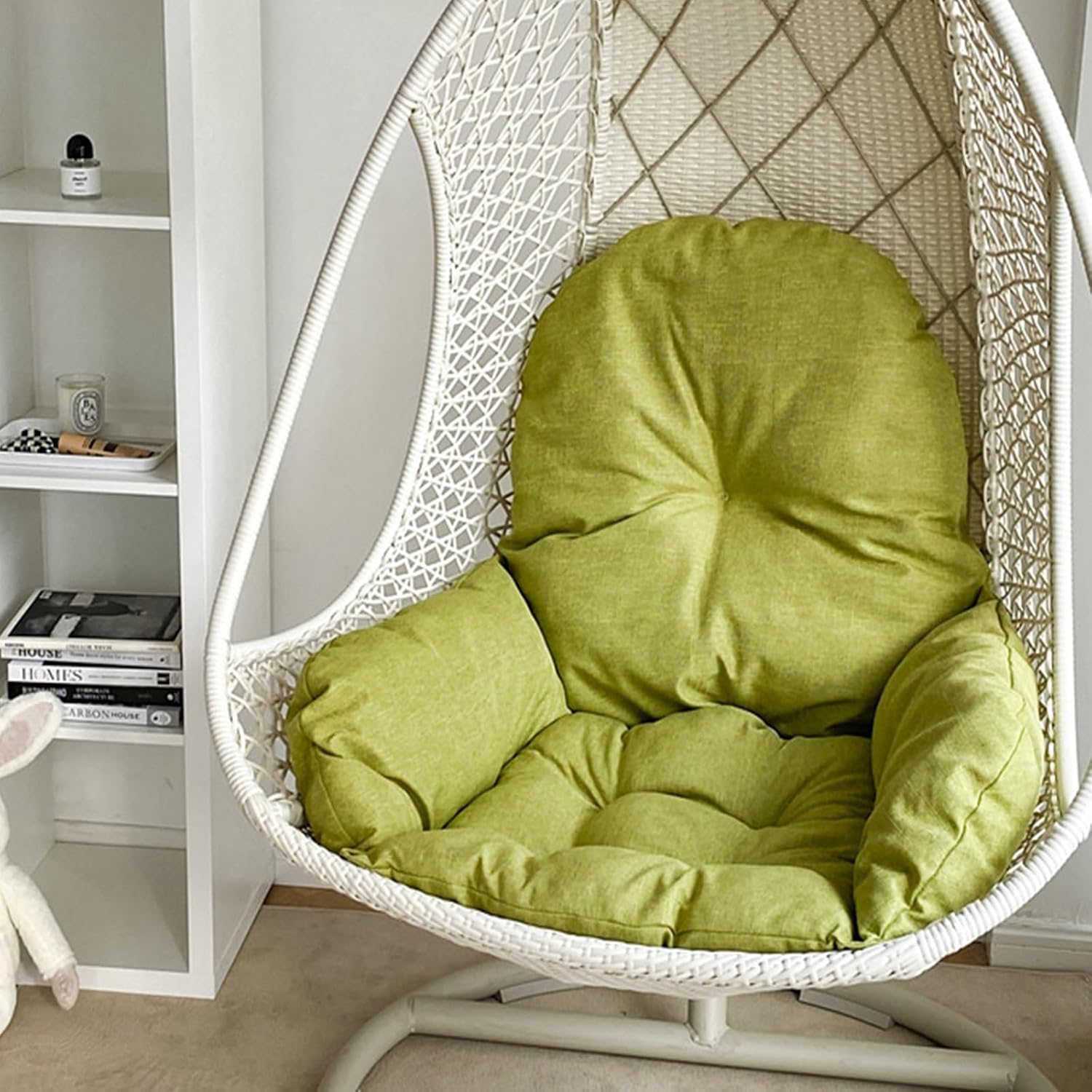 Hanging Basket Chair Cushion,Thickened Indoor/Outdoor Patio Hammock Swing Chair Cushion, Washable Egg Swing Cushion(Green)