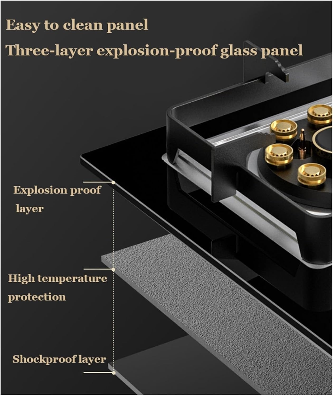 Built-in 33cm Single Burner Gas Stove, 5.2KW 9-Chamber Fire Ring Wok Burner with Flameout Protection, Anti-Gas Leakage Flame Protection, LPG/Natural Gas Kit (Size : LPG)