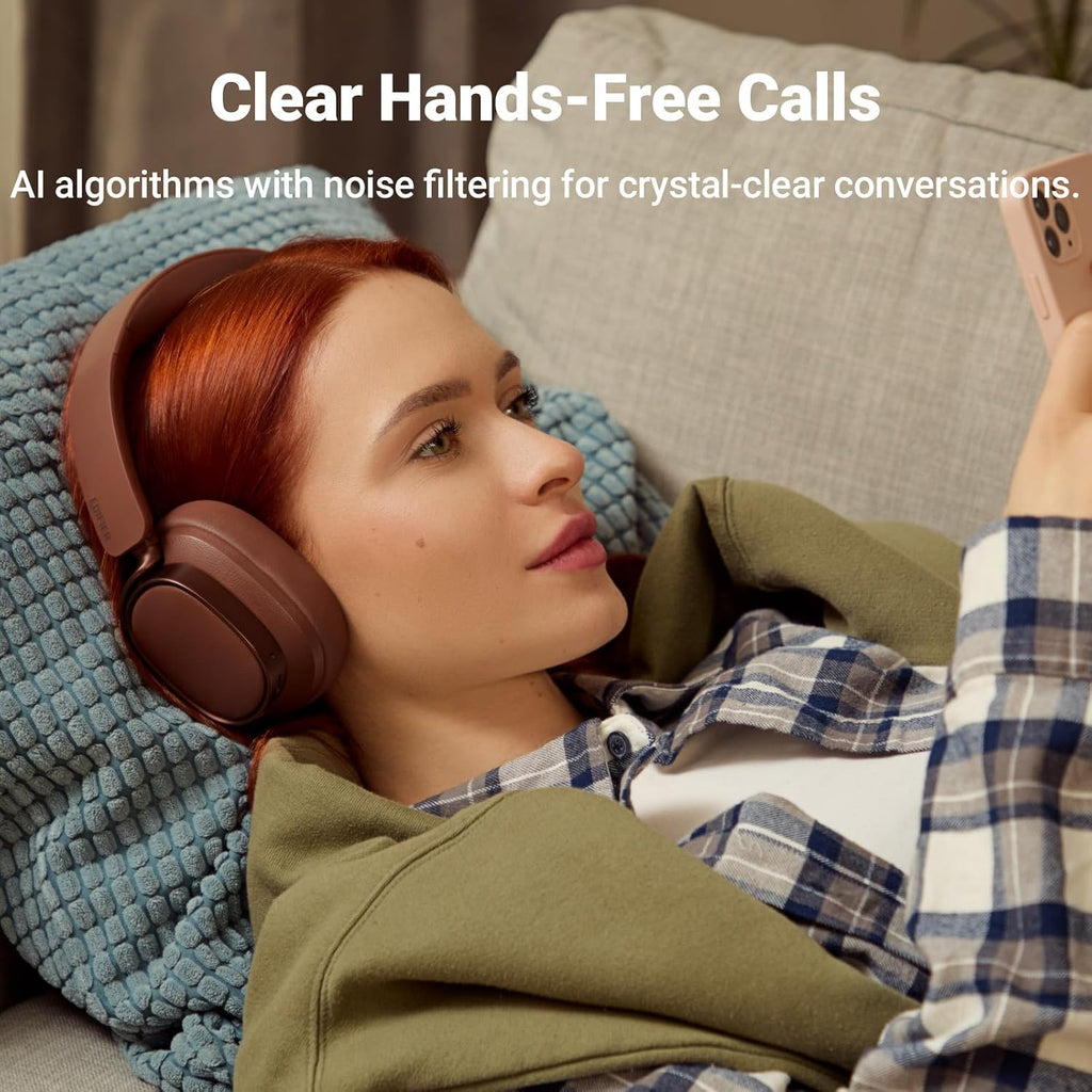 Edifier Active Noise Cancelling Headphones, Over Ear Bluetooth Headset, 92H Playtime Wired & Wireless Hi-Res Audio Certified, Fast Charging Clear Calls for Home Office Travel (Brown)
