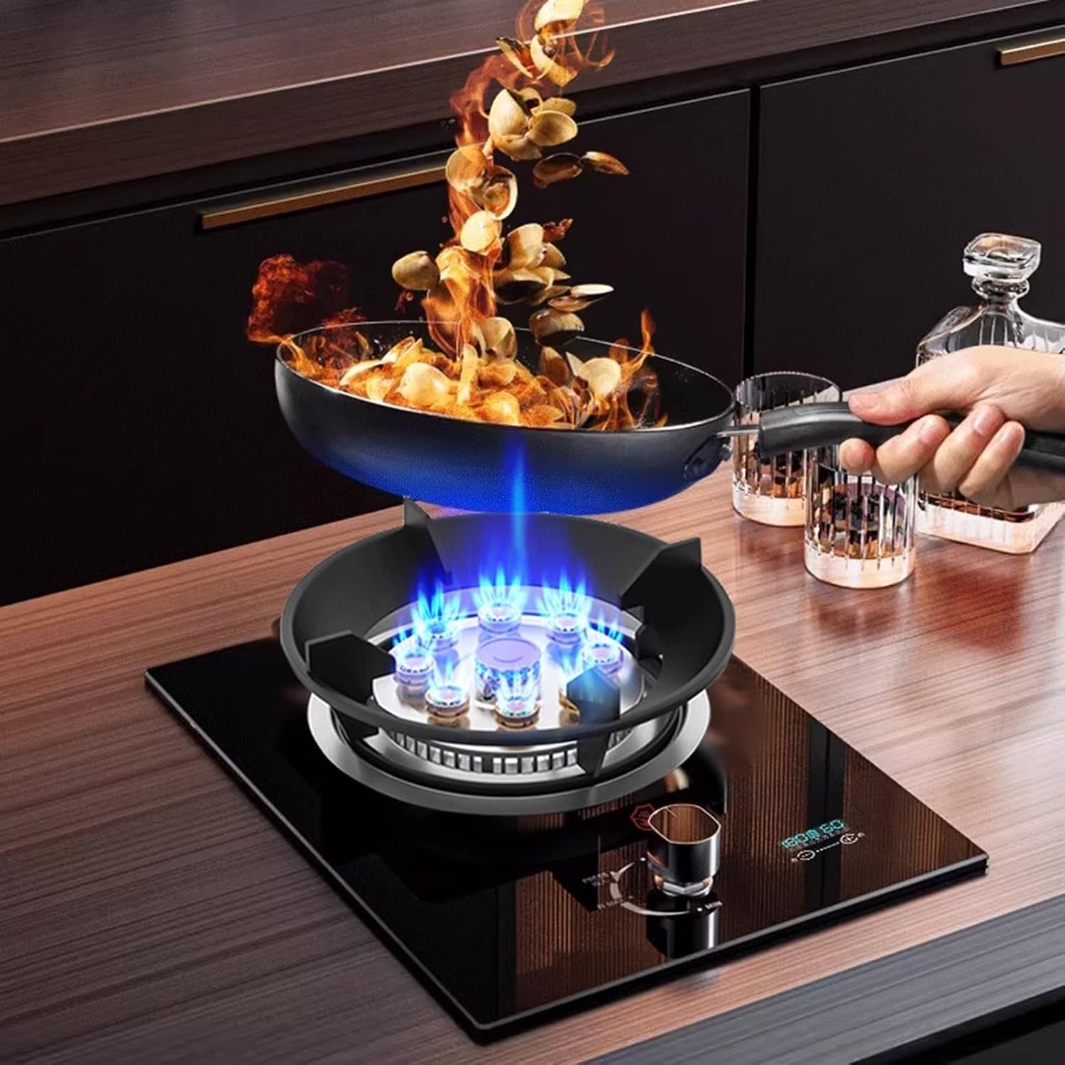 Gas Cooker,Single-burner nine-cavity dual-use, 8.5kW timer gas stove,for Family Restaurants Food Stalls(LPG)