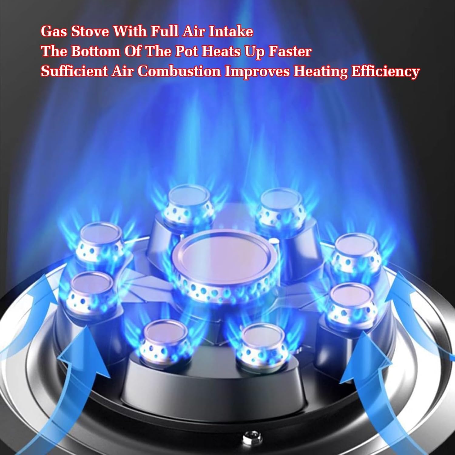 1 Burner Gas Stove,4.8KW 9-Chamber Fire Ring Frying Pan,Tempered Glass Cooktop,with Flameout Protection and Timer,NG/LPG Gas Conversion(NG)