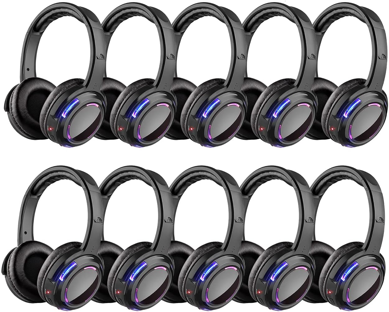 Factory Sell Silent Disco led Headphone Complete System (20 led Headphone + 2 trasmitter)