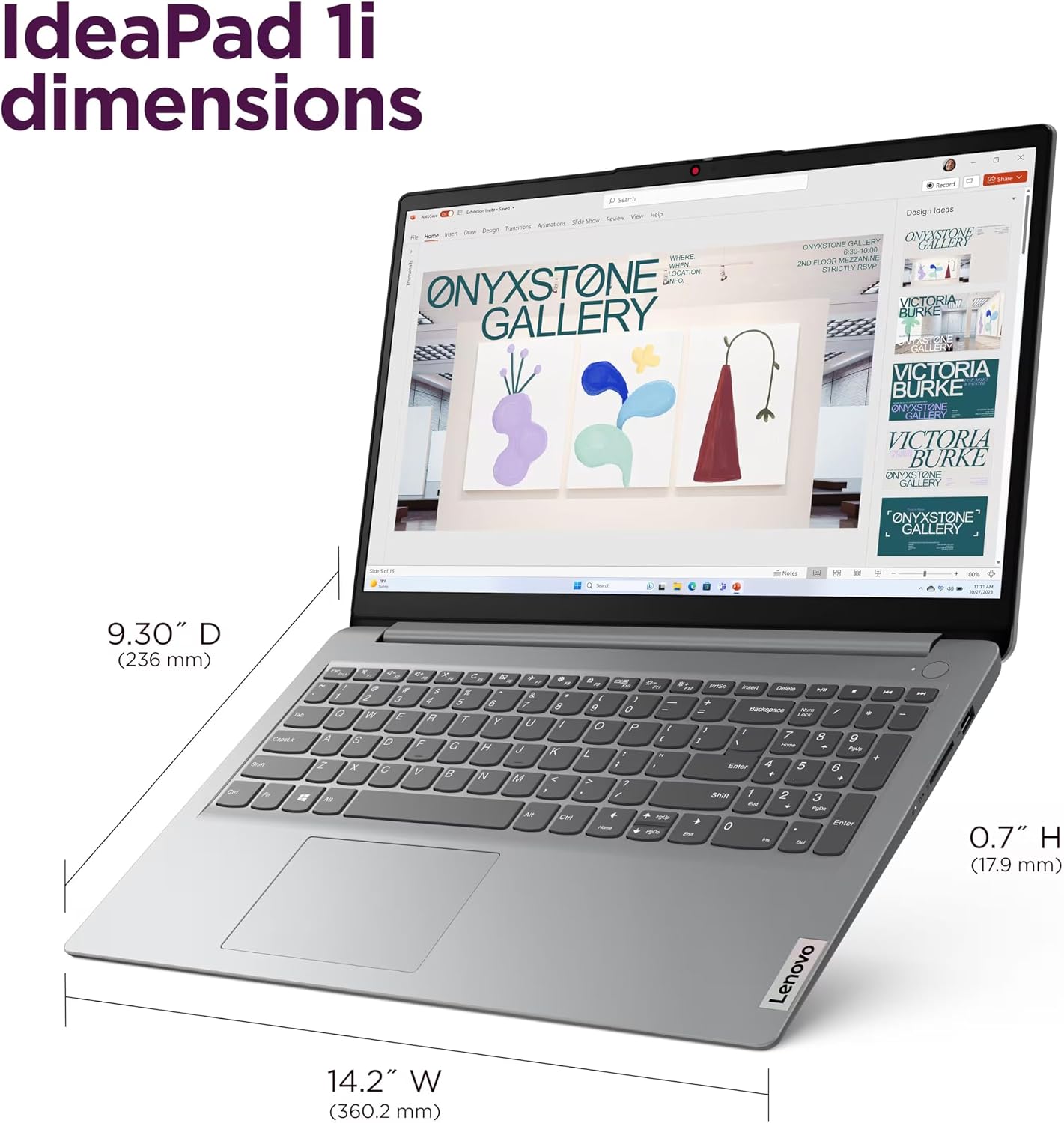 Lenovo IdeaPad 1i 15.6' FHD Laptop, Intel Core i5-1335U, 16GB RAM, 1TB SSD, Windows 11 Pro, Lifetime MS Office • Copilot AI, w/External DVD Drive, Long Battery Life, Wi-Fi 6, Dolby Audio, Cloud Gray