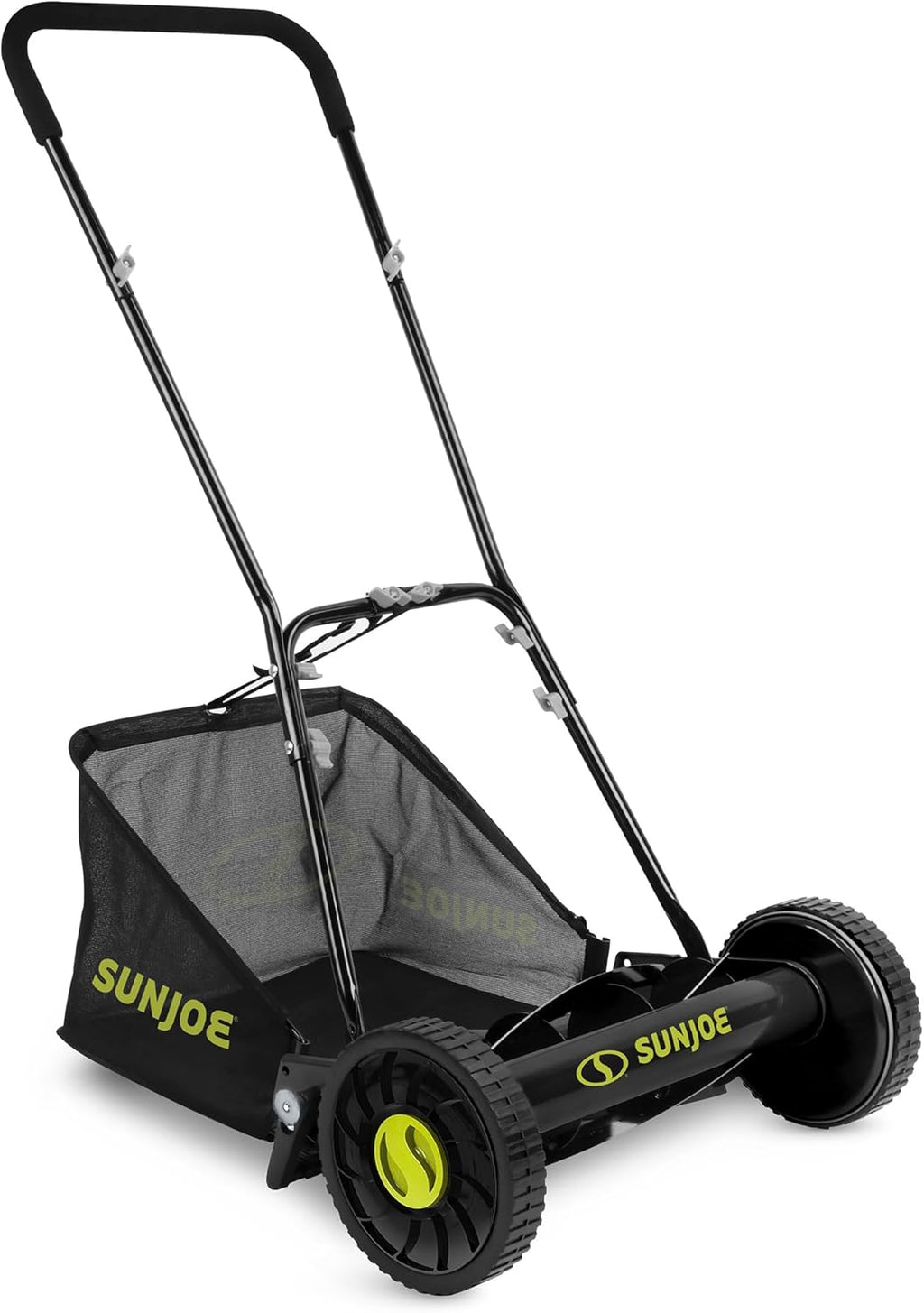 Sun Joe Manual Push Reel Lawn Mower with 6.6-Gal Grass Catcher, 16-Inch Cutting Width - Heavy-Duty Yard Trimmer Machine for Gardening Care and Maintenance, MJ500M