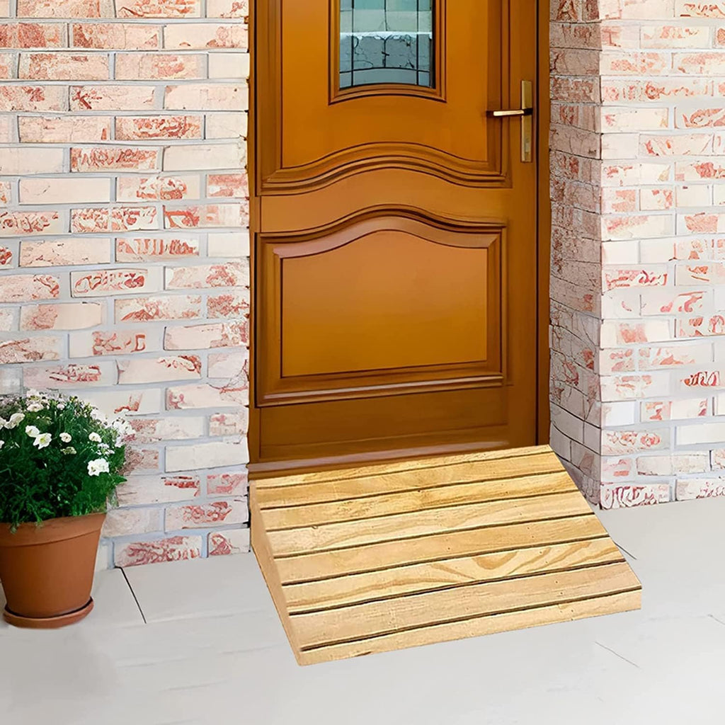 Floor Transition Strip Walkers Entry Ramp, Shower Ramps for Seniors, Entryway Ramp for Wheelchair Walker Vehicle Scooter, Outdoor Curb Ramp Door Threshold Ramp Wood, Home Portable Non Slip Slope ( Siz