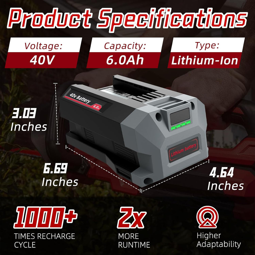 SAPBJ 6.0Ah Battery for SKIL 40V Lithium Battery Replacement, Compatible with PWR CORE 40 40Volt Battery Model BY8708C-01 BY8723C-00 BY8705-00