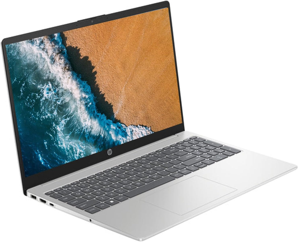 HP 15.6' Portable Laptop, HD Display, Intel Quad-Core N200 Processor, 16GB RAM, 128GB Storage, Wi-Fi 6, Webcam, HDMI, Numeric Keypad, Windows 11 Home, Silver (Renewed)