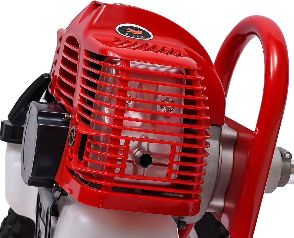 Walk Behind Weed Wacker Gas Powered 2-Stroke Lawn Mower, 2.41HP 49CC Air-Cooled Gasoline Garden Mower Weed Eater Brush Cutter with Wheels, Height Adjustable Grass Trimmer for Grass & Bush