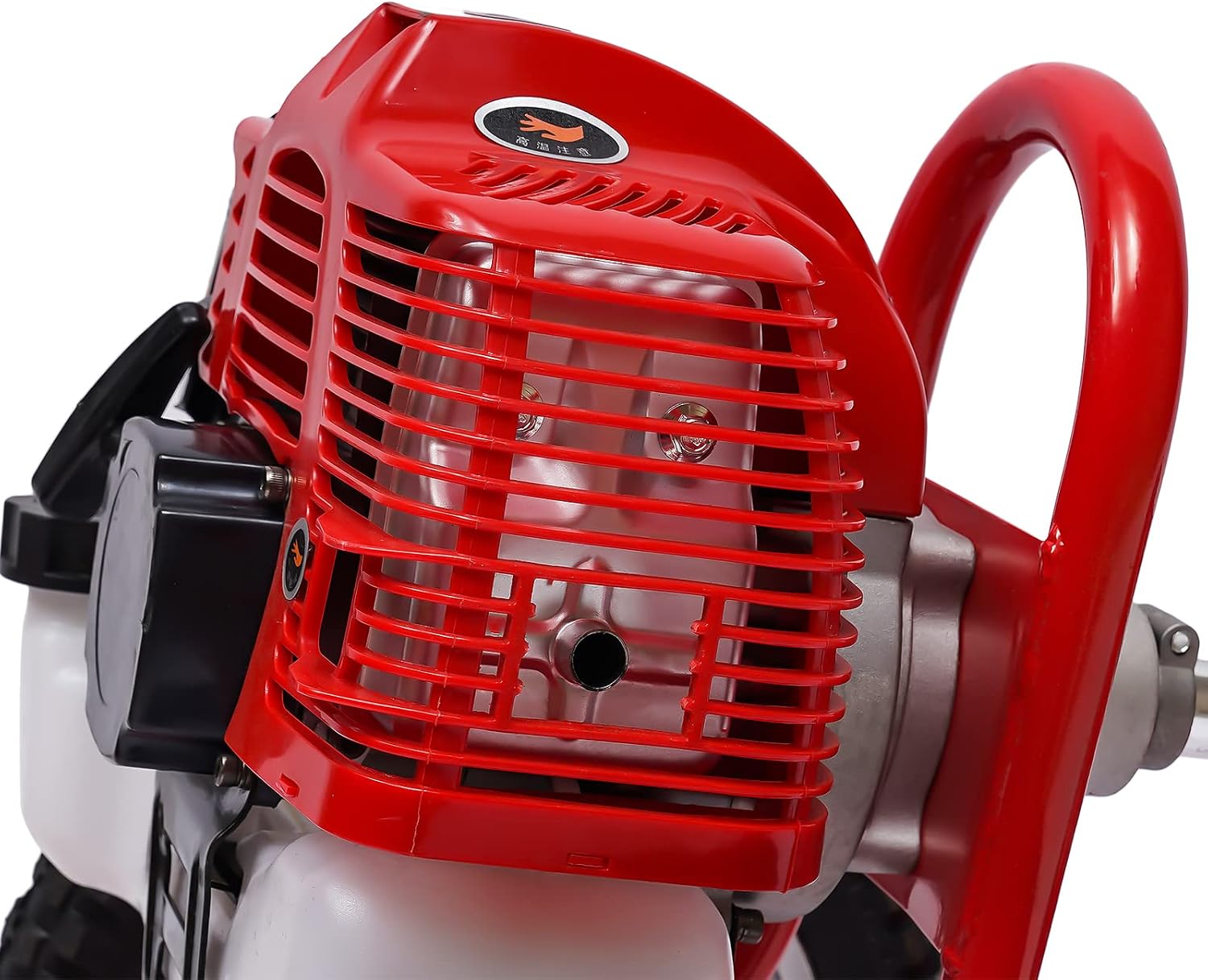 Walk Behind Weed Wacker Gas Powered 2-Stroke Lawn Mower, 2.41HP 49CC Air-Cooled Gasoline Garden Mower Weed Eater Brush Cutter with Wheels, Height Adjustable Grass Trimmer for Grass & Bush