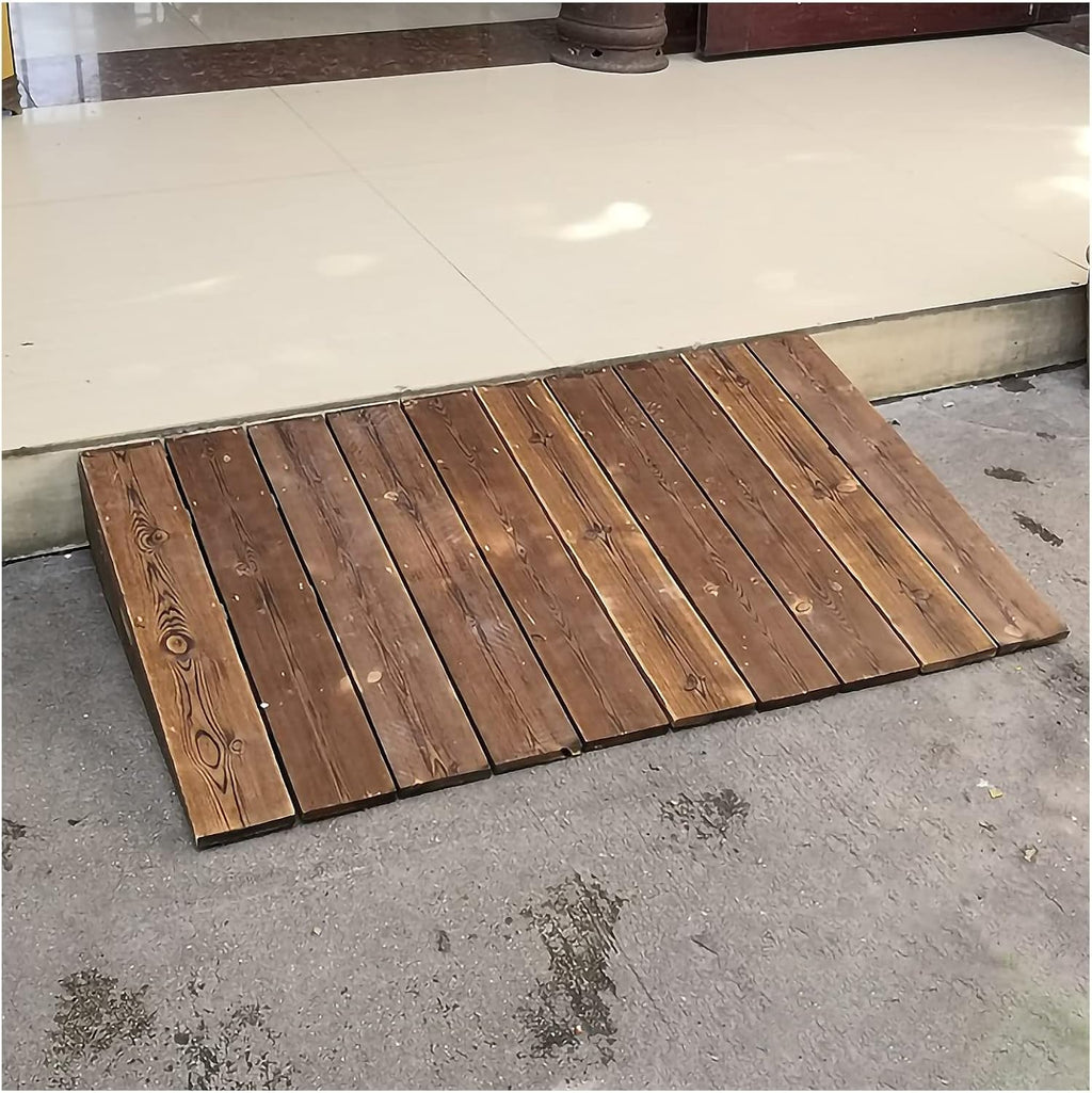 Rustic Wood Wheelchair Ramp Threshold Ramp 4' 7' 8' 10' 12' Rise, Kerb/Curb Ramps for Doorway Access Entry, with Non-Slip Surface (Size : 35.4x19.7x4in/90x50x10cm)